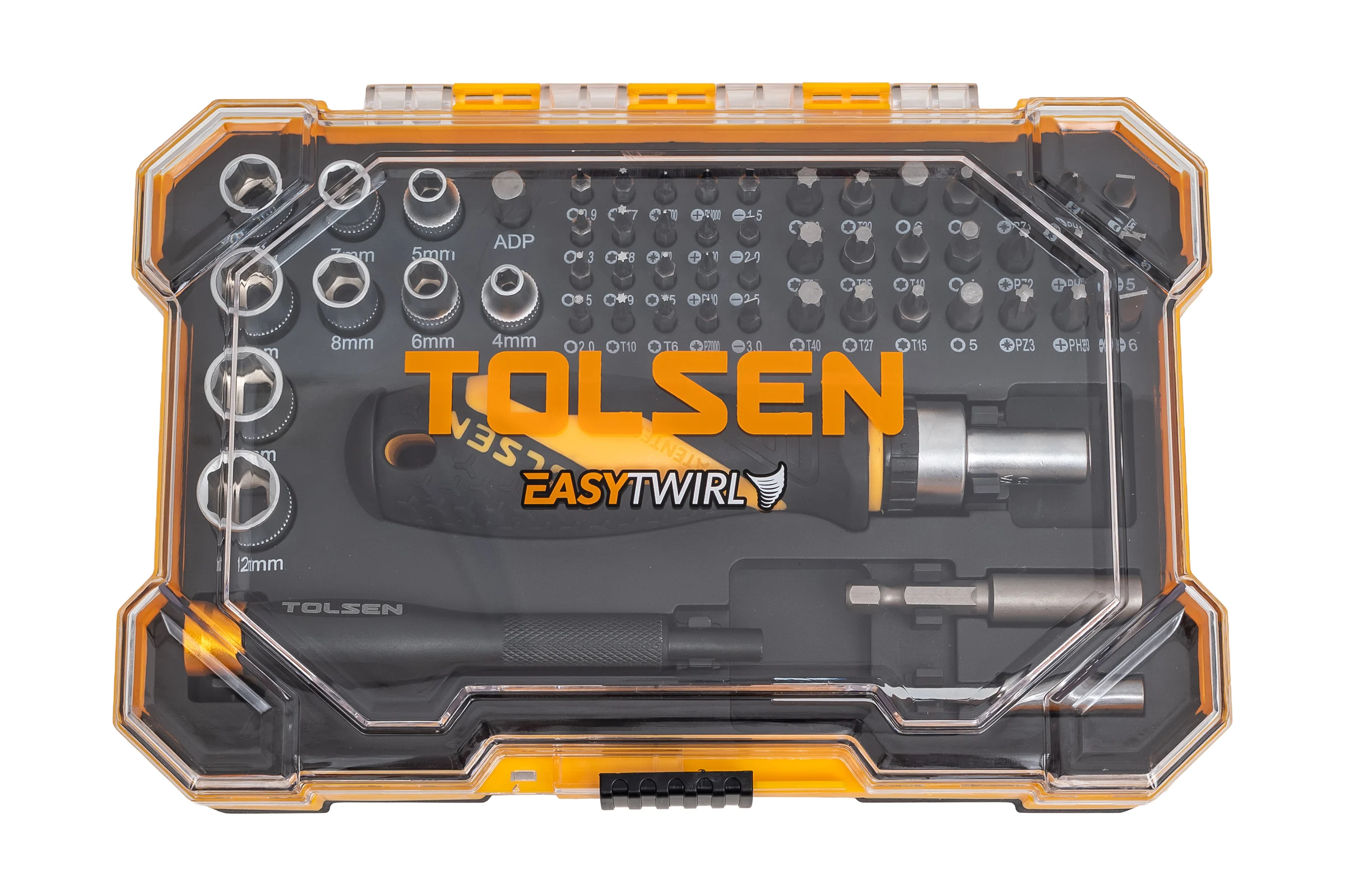 Набор вставок (бит) TOLSEN 1/4", PH, PZ, Hex, Torx, Slotted, 56 предметов 20187
