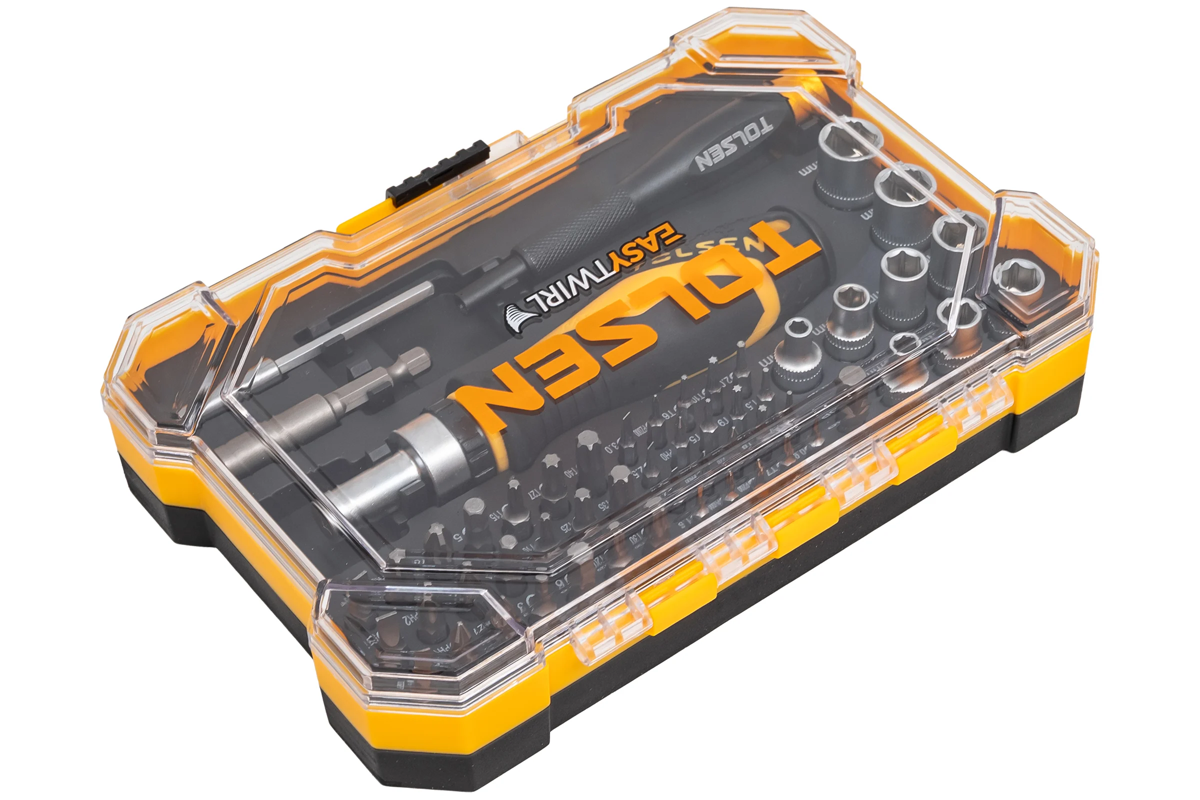 Набор вставок (бит) TOLSEN 1/4", PH, PZ, Hex, Torx, Slotted, 56 предметов 20187