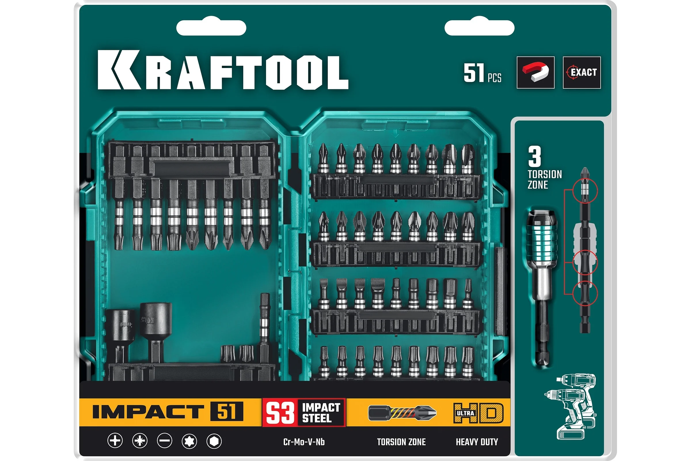 Набор ударных бит KRAFTOOL Impact-51 51 предмет 26066-H51