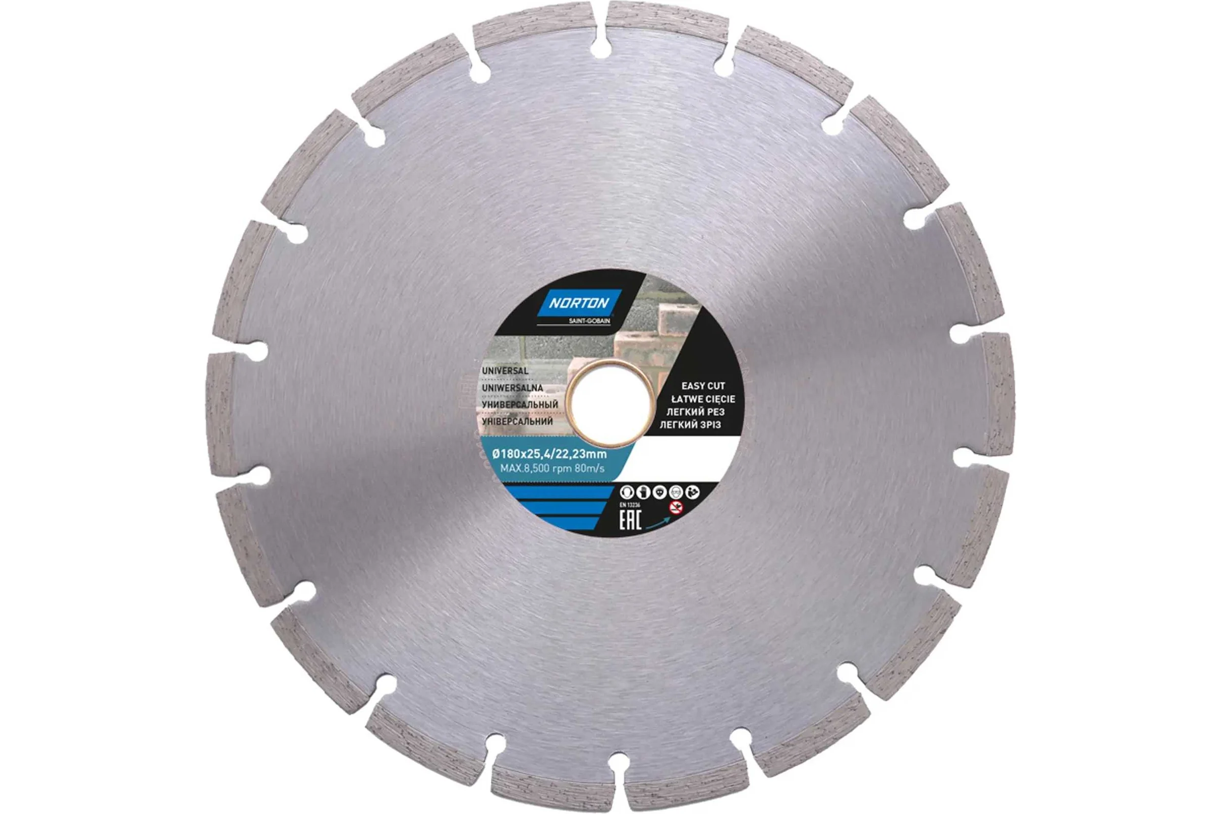 Алмазный диск с сегментированной кромкой 180x22.2, универсальный NORTON 70184601272