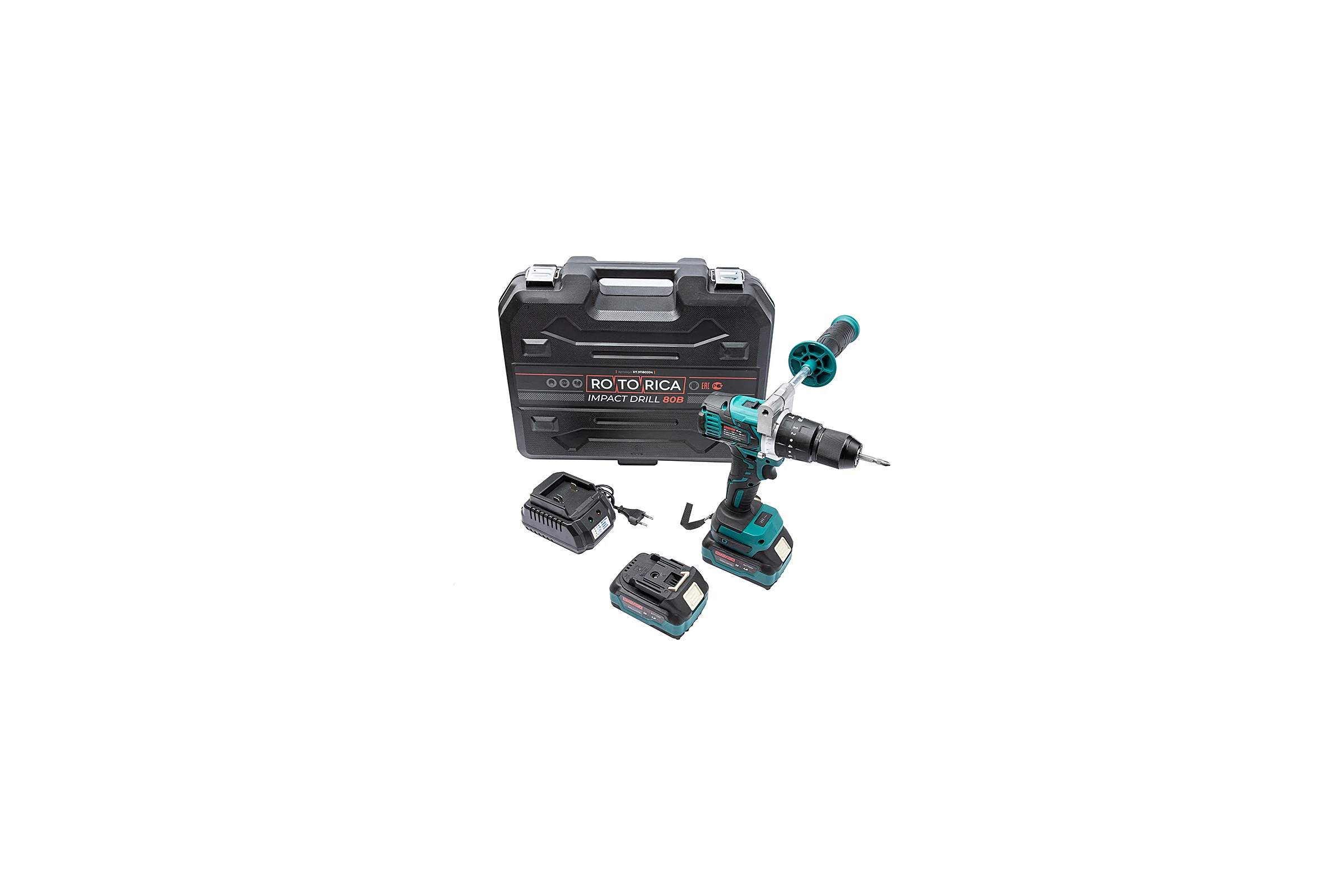 Шуруповерт аккумуляторный ударный Rotorica Impact Drill 80B, 80 Нм, 20 В, 2 аккумулятора 4 Ач (Makita), ЗУ, в кейсе BMC RT.91180204