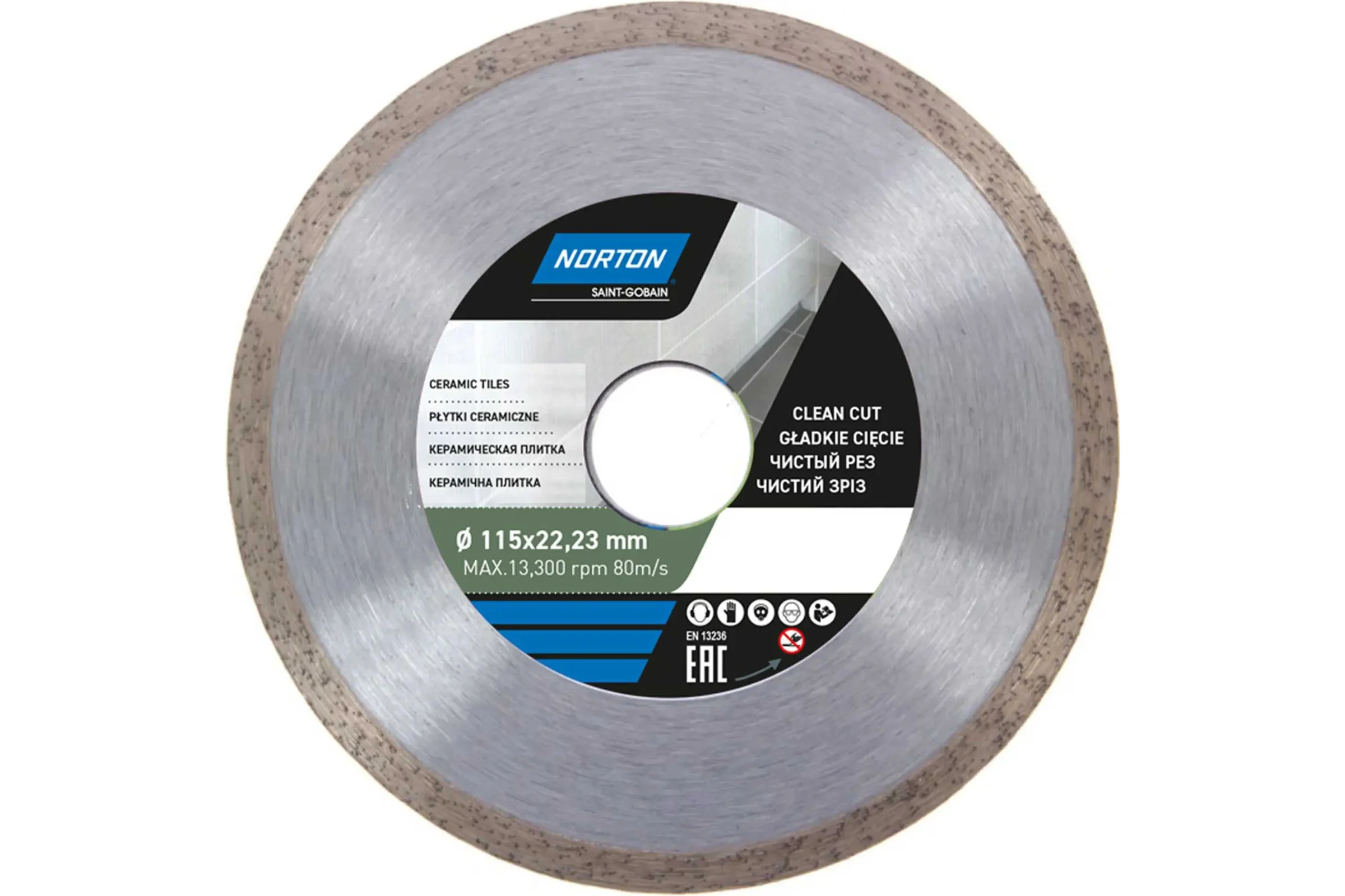 Алмазный диск со сплошной кромкой 115x22.2, керамическая плитка NORTON 70184601274