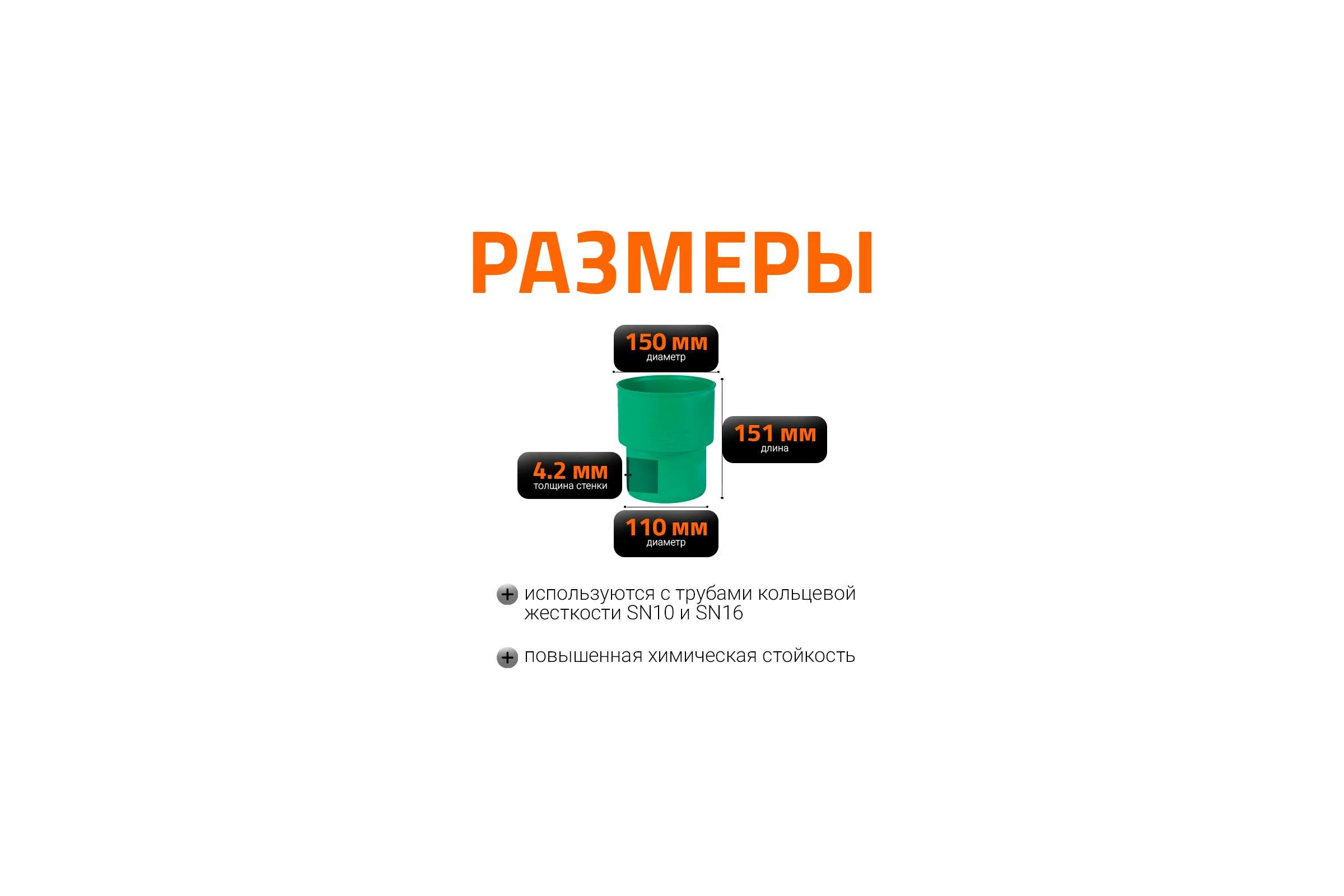 Переход ПП на чугунную трубу Ostendorf для наружной канализации, 110 мм 778320