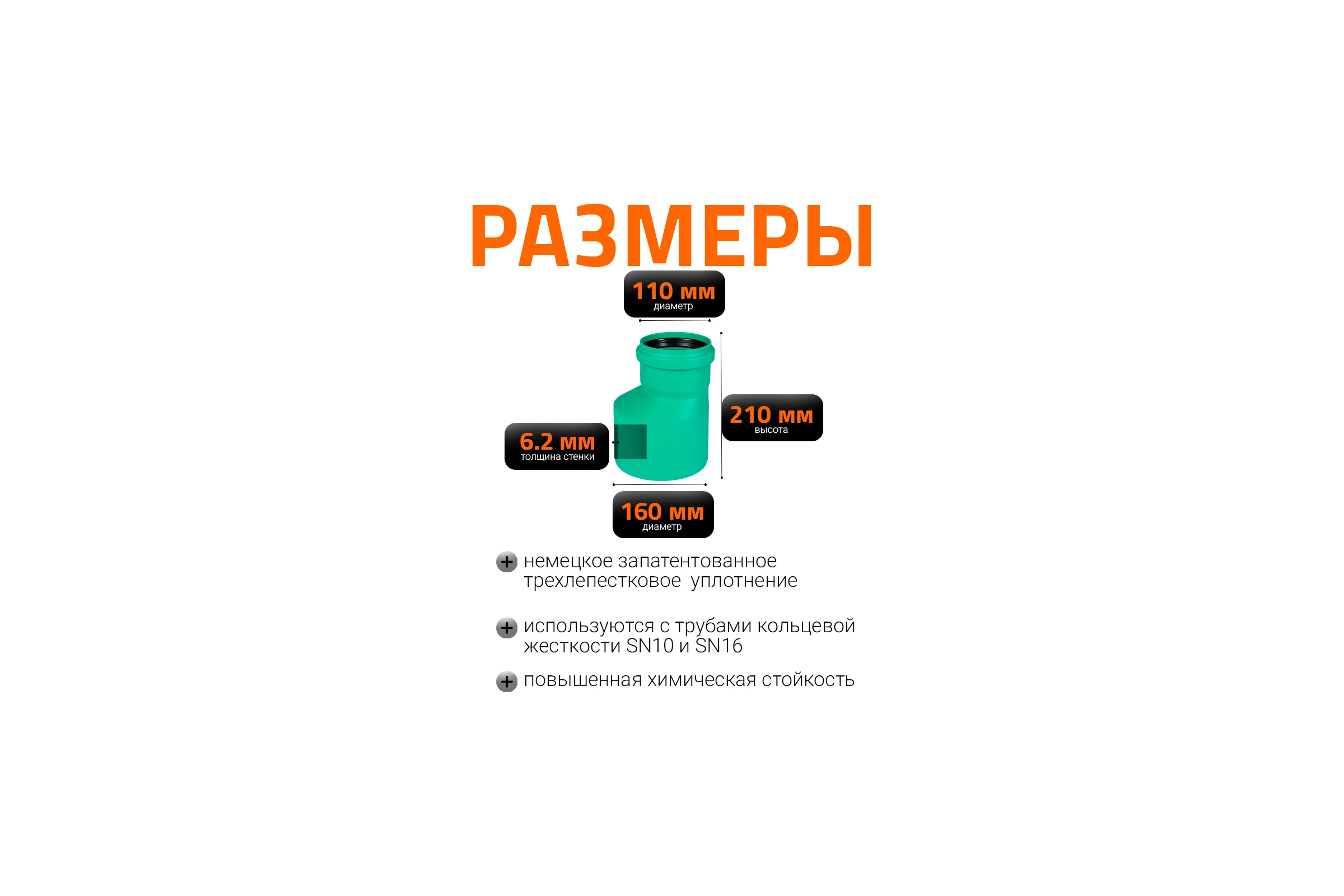 Редукция для наружной канализации Ostendorf ПП 160х110 мм 775350