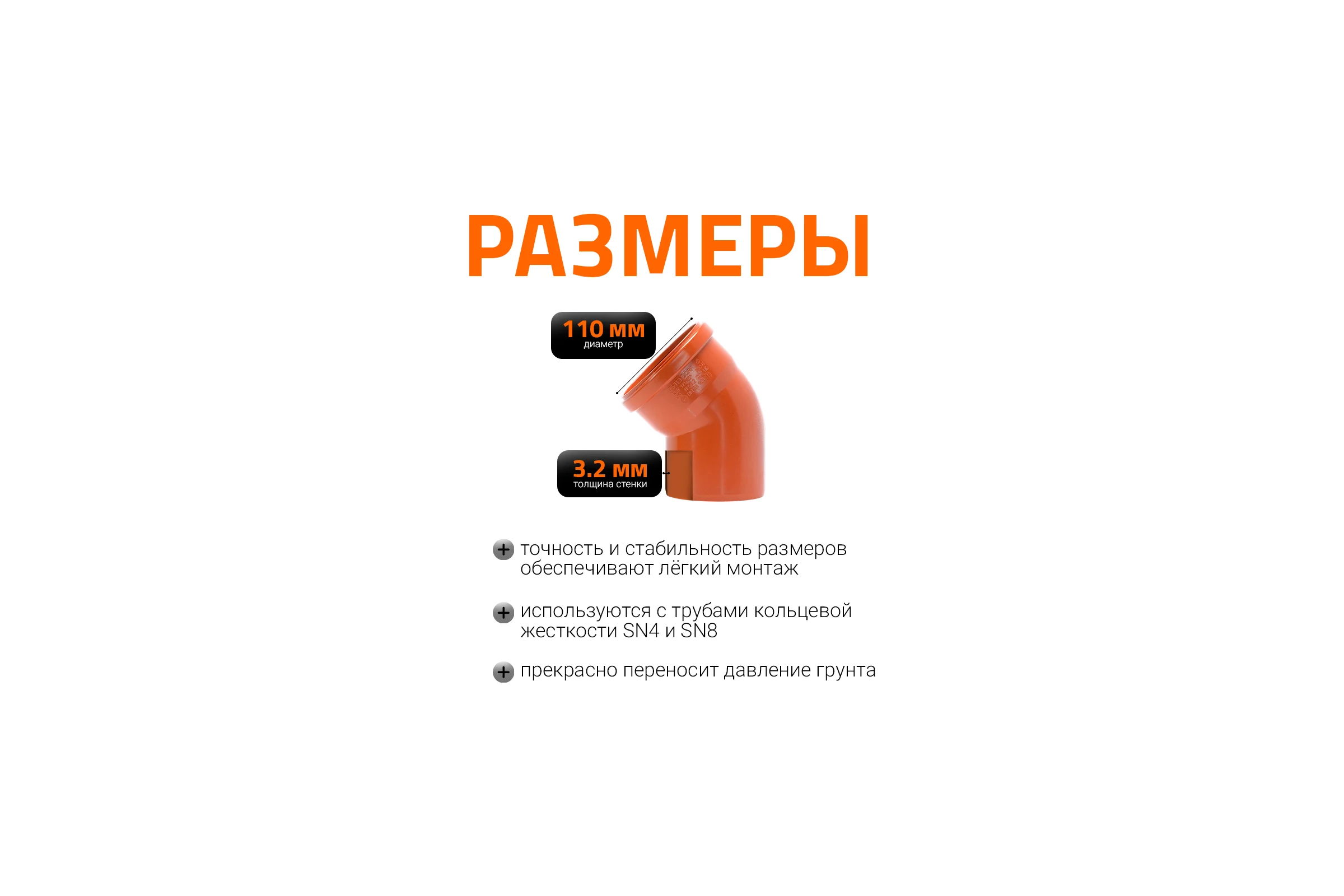 Отвод Ostendorf наружной канализации 110 мм, 15 градусов 220200