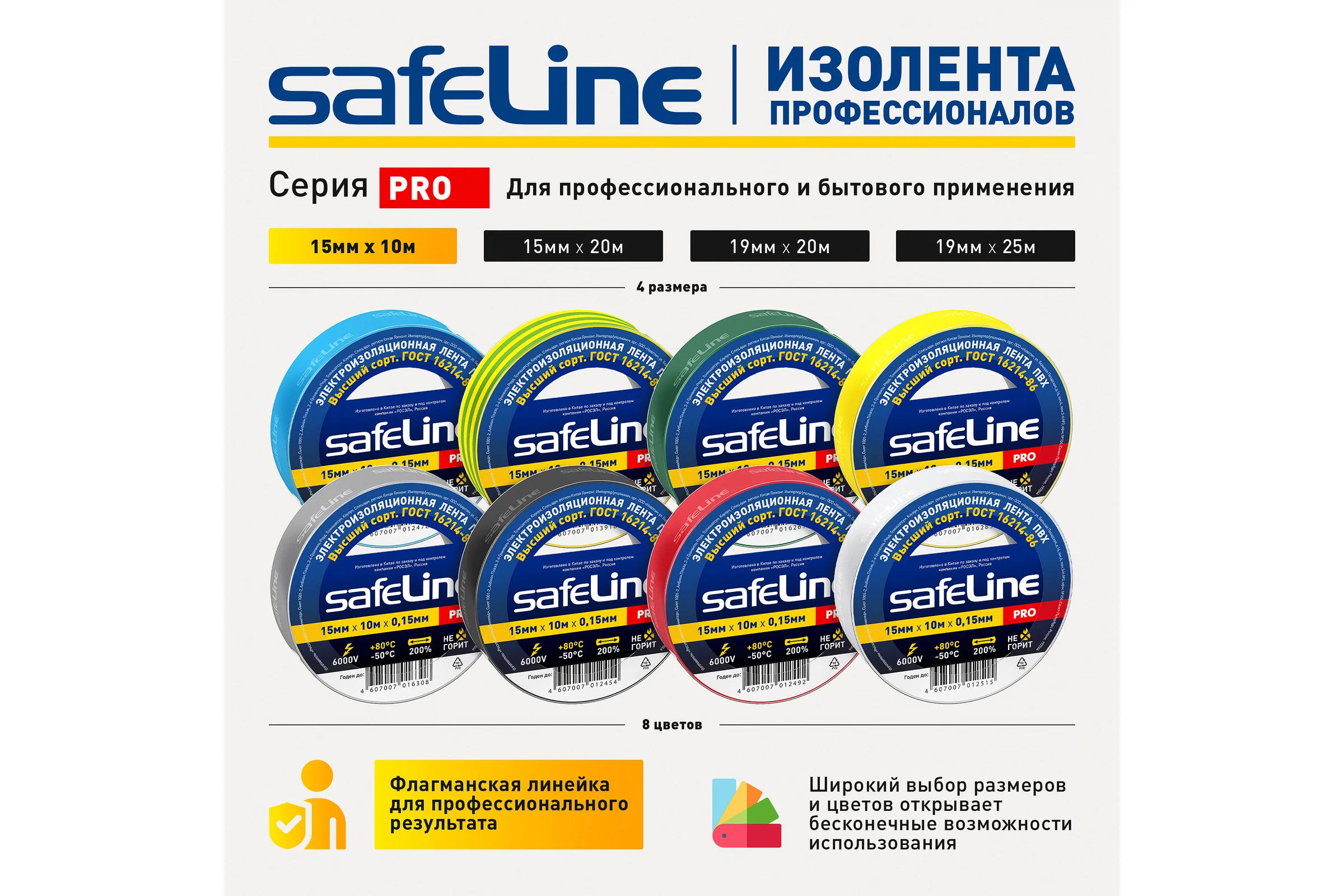 Изолента Safeline 15/10 синий 9359