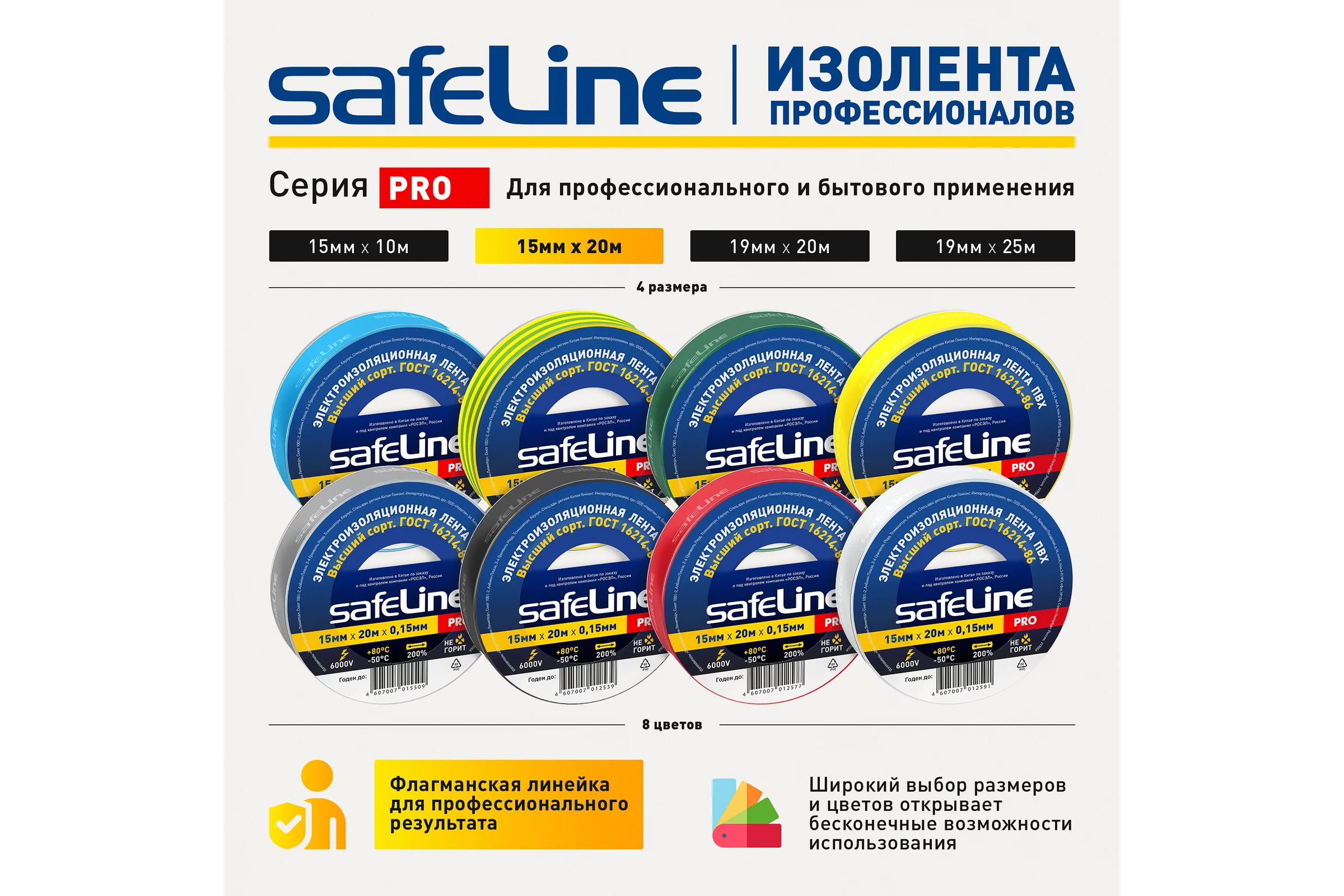 Изолента Safeline ПВХ 15мм х 20м черная 9360