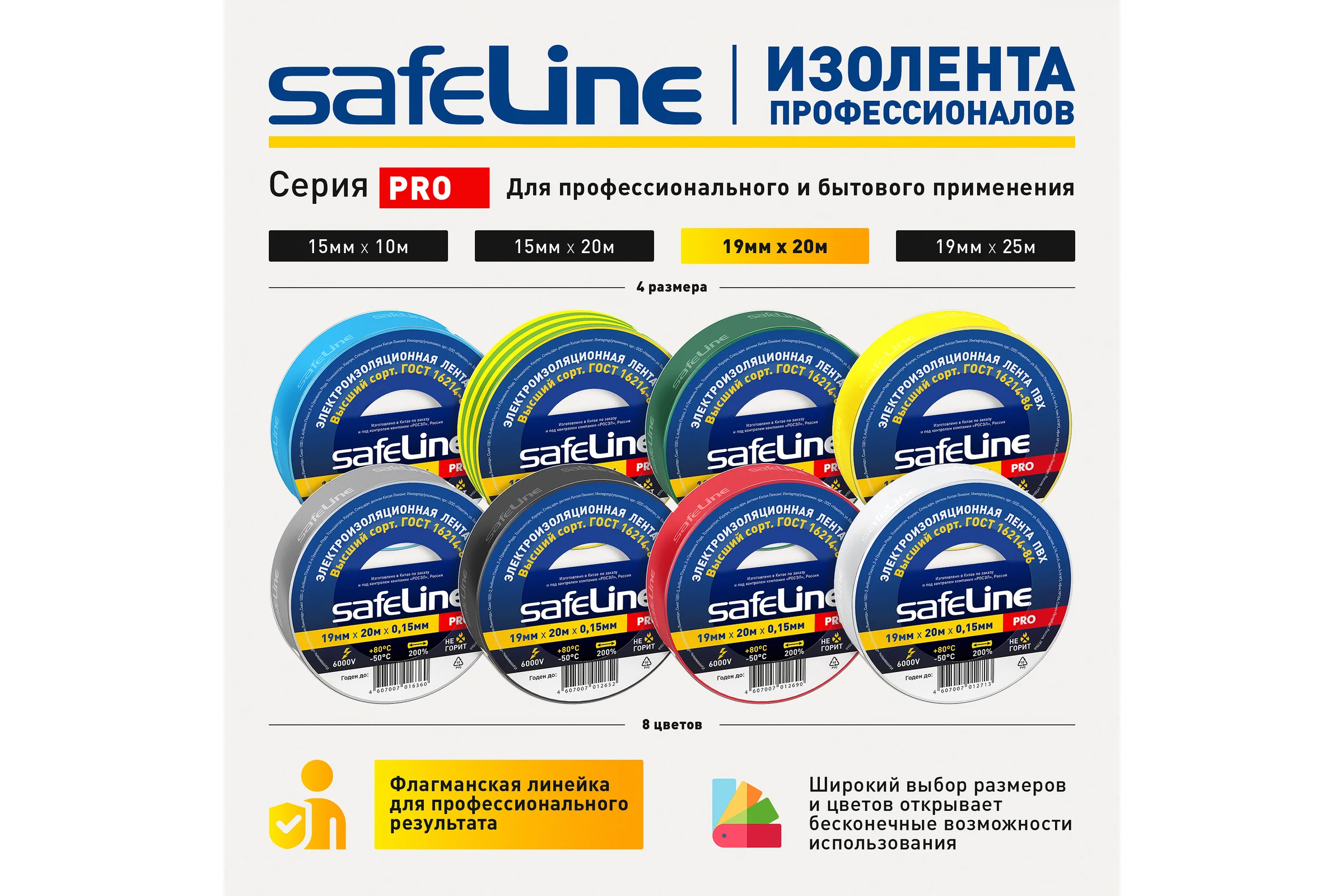 Изолента Safeline 19/20 желто-зеленый 12123