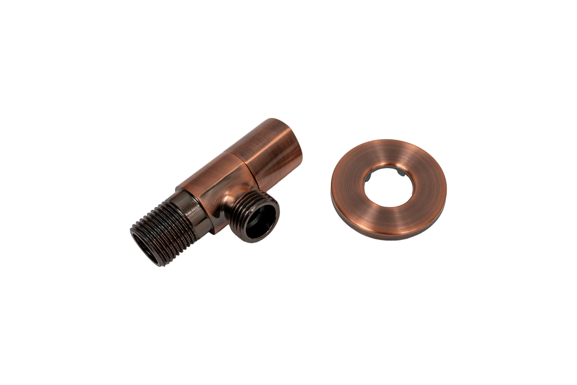 Угловой кран Terma 1/2 н/н, керамический затвор, ручка треугольная, Red bronze 26225