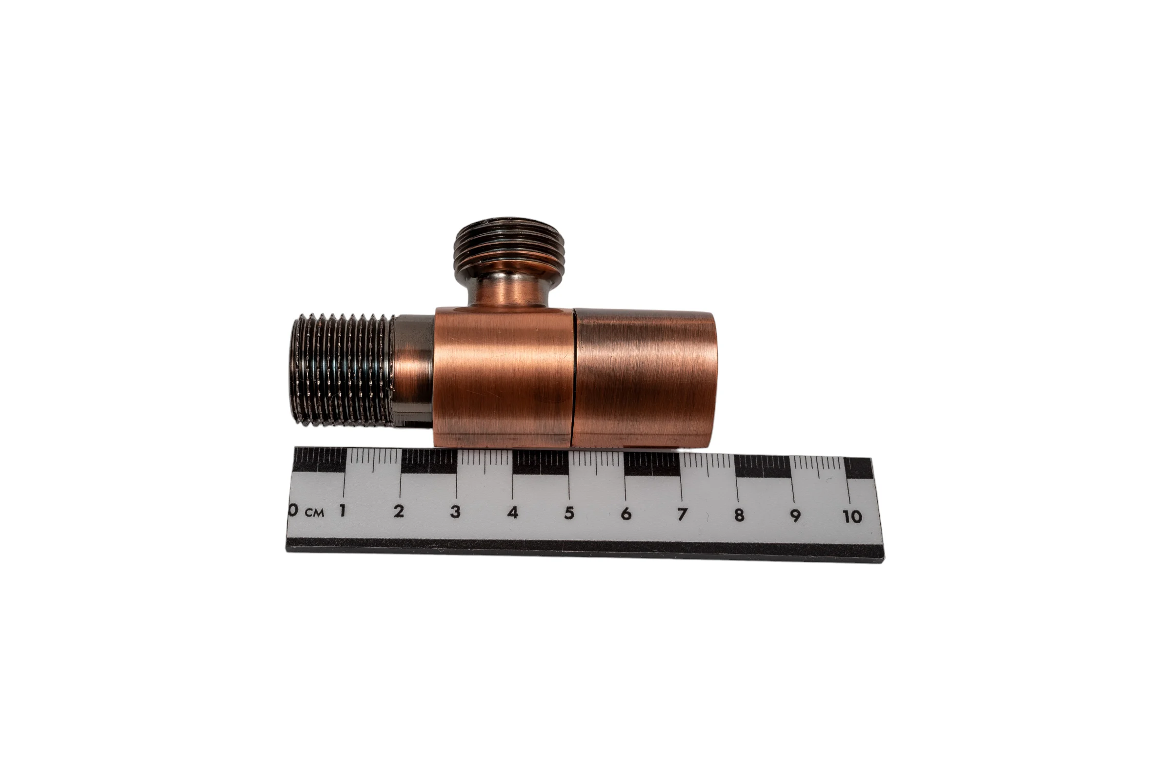 Угловой кран Terma 1/2 н/н, керамический затвор, ручка треугольная, Red bronze 26225