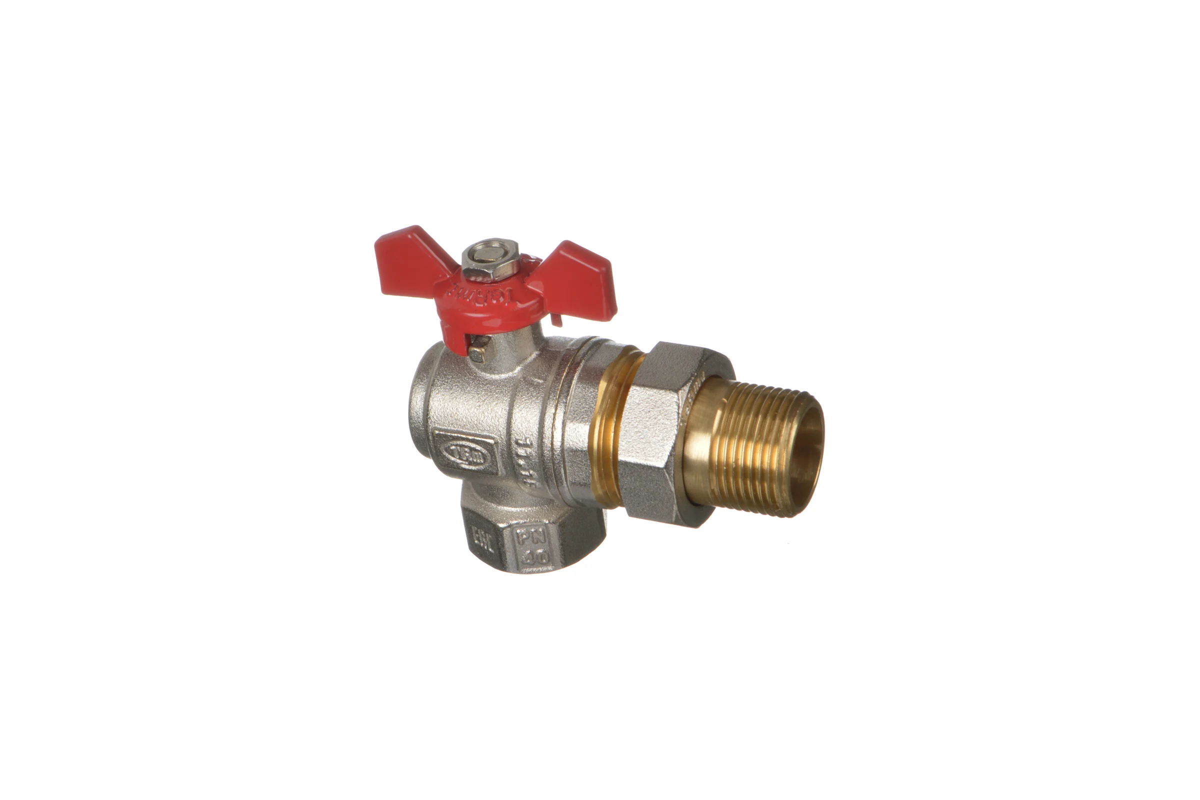 Шаровой кран Terma RED 3/4 угловой с американка 26154