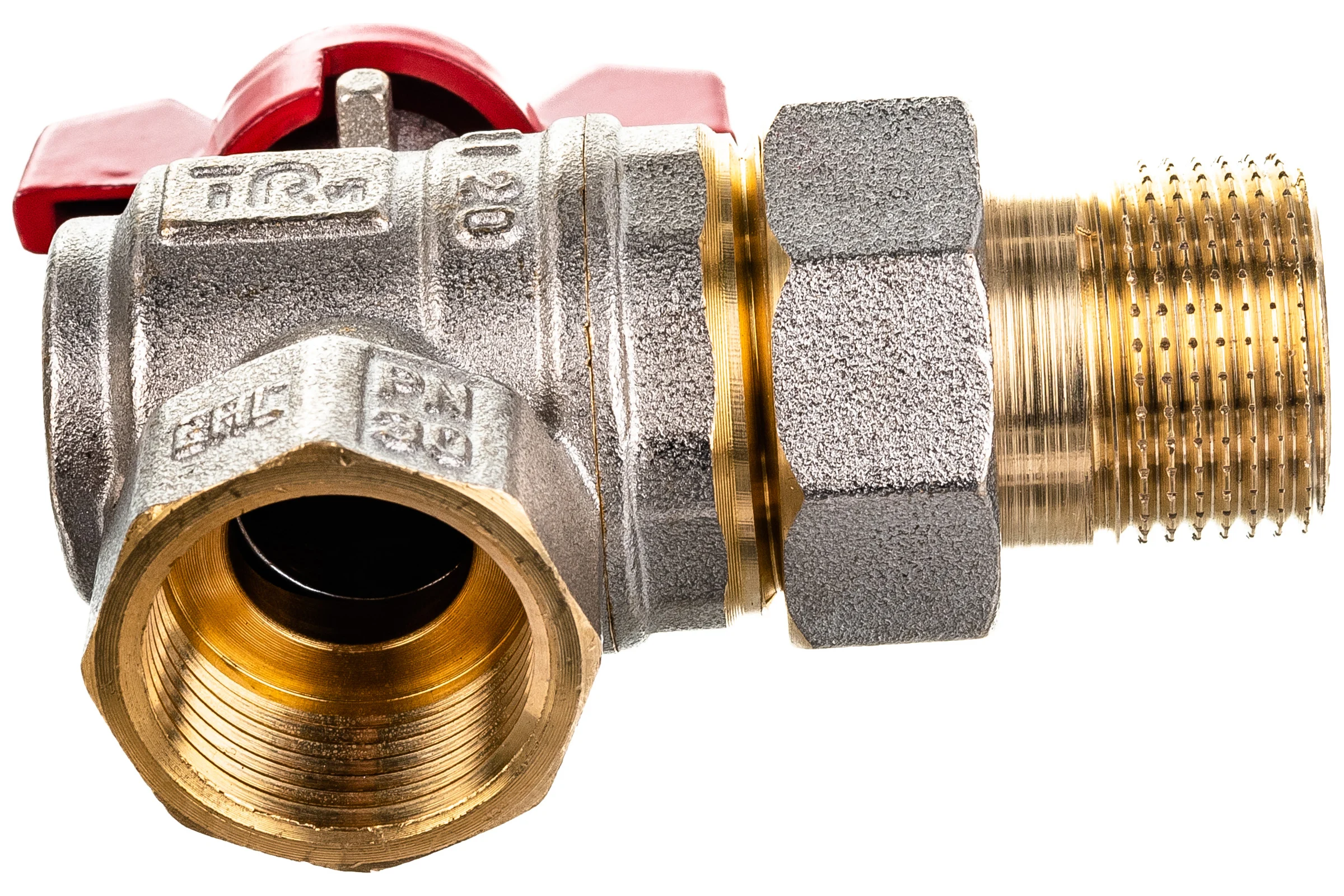 Шаровой кран Terma RED 3/4 угловой с американка 26154