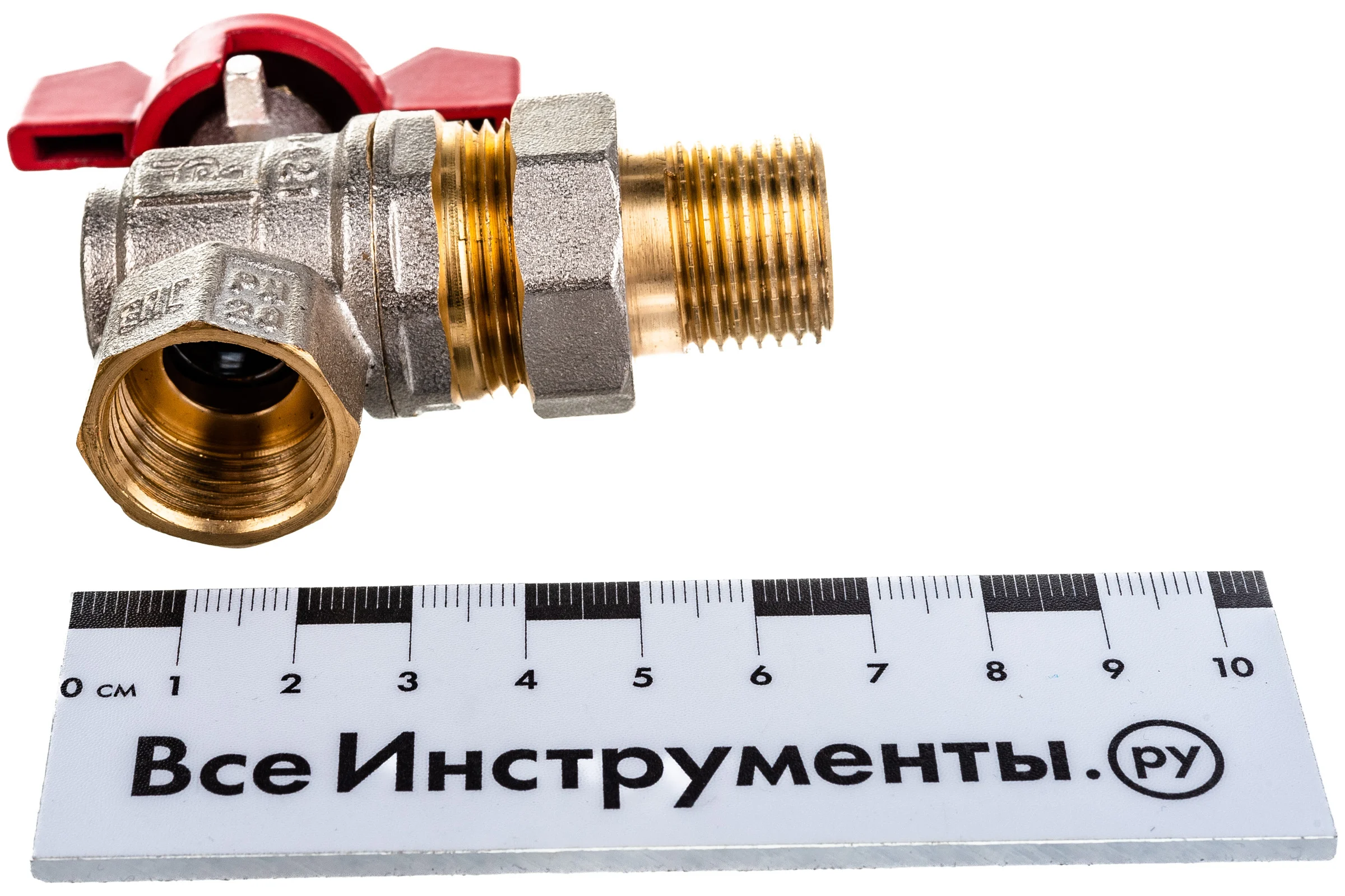 Шаровой кран Terma RED 1/2 угловой с американка 26153