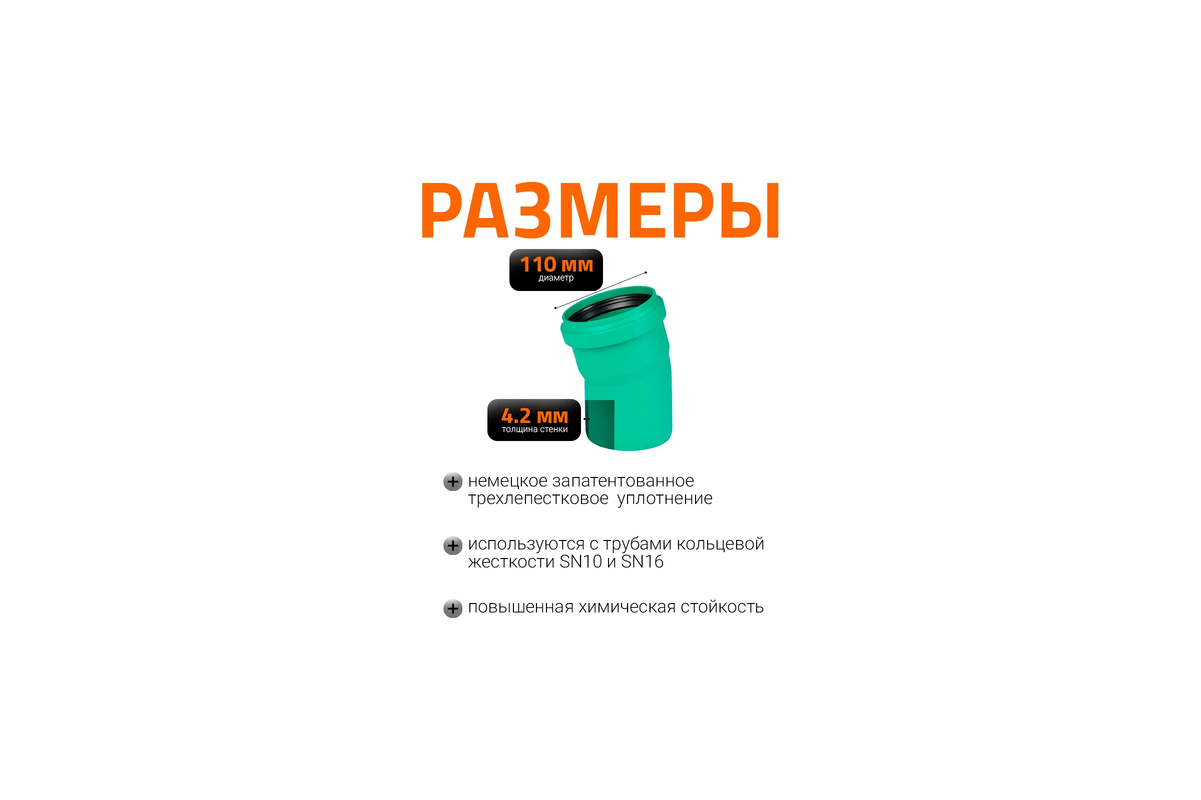 Отвод Ostendorf ливневой канализации 110 мм,15 градусов 771300