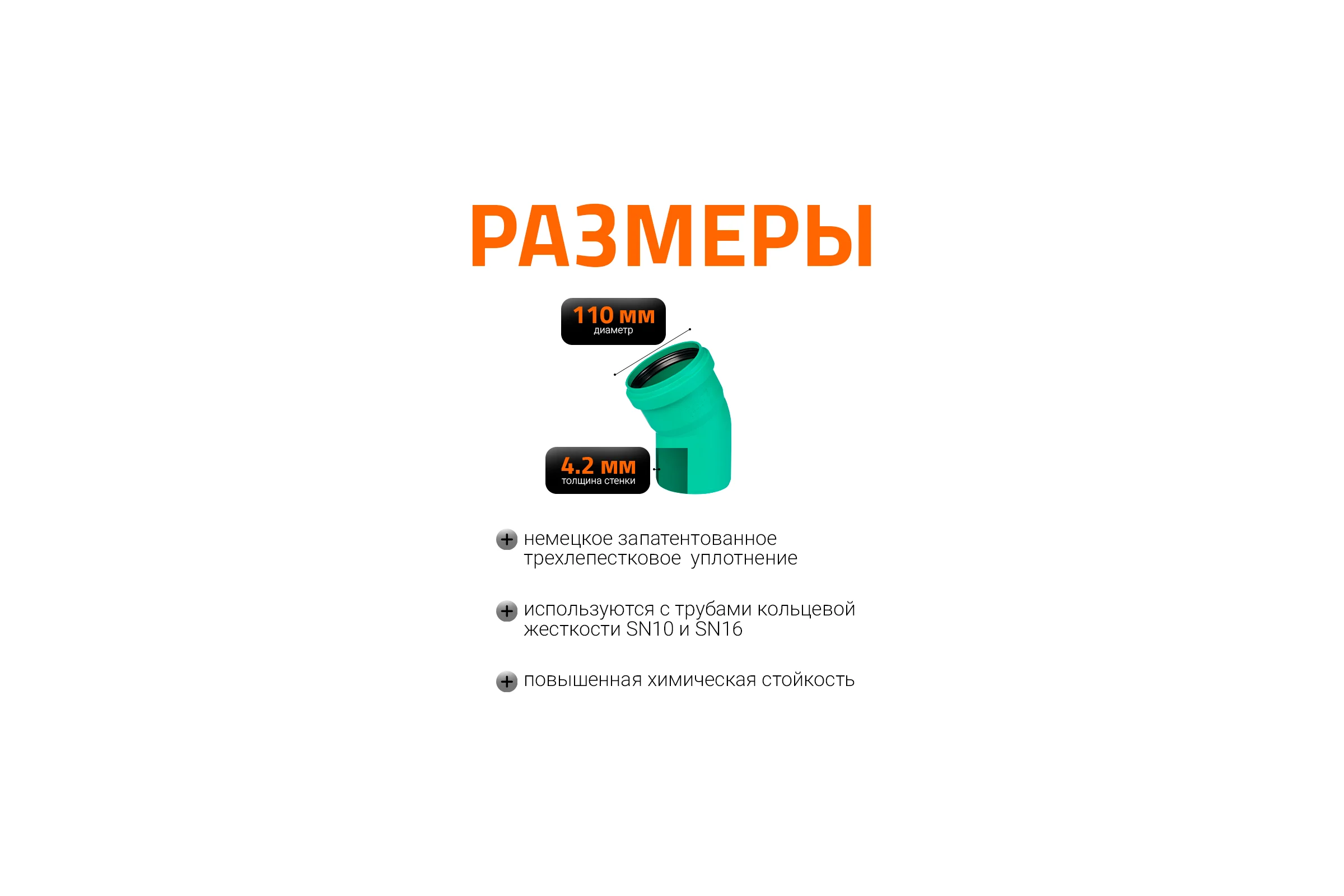 Отвод Ostendorf ливневой канализации 110 мм, 30 градусов 771310