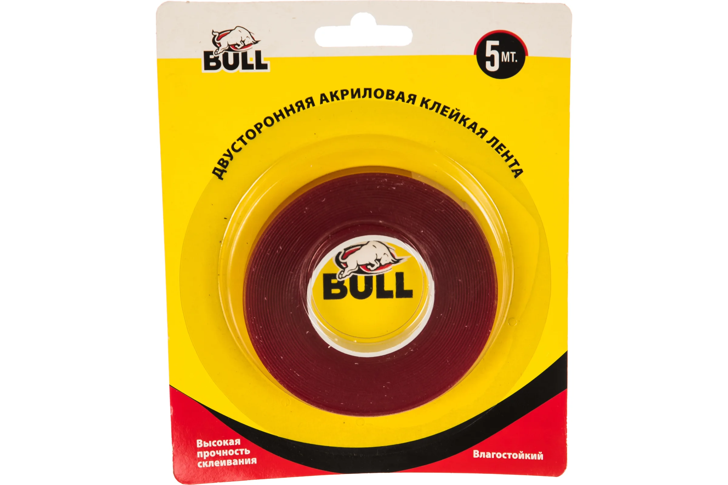 Акриловая двухсторонняя клейкая лента Bull 10мм х 5м прозрачный BAT1005