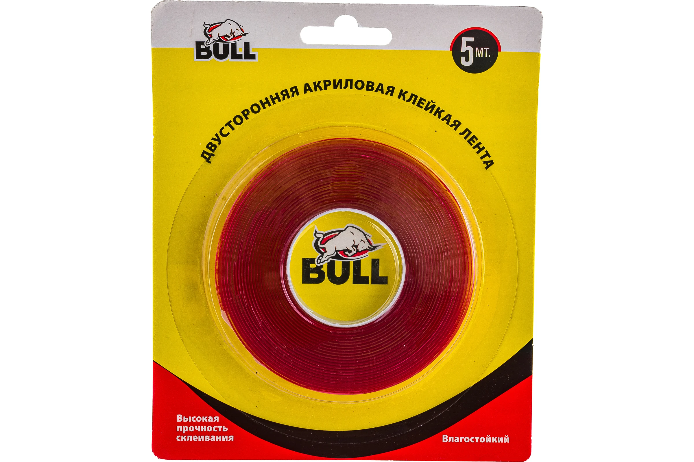Акриловая двухсторонняя клейкая лента Bull 10мм х 5м прозрачный BAT1005