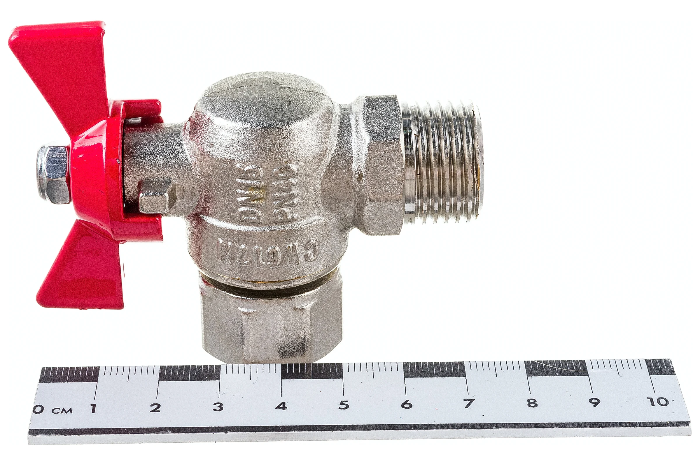 Шаровый кран VALTEC BASE угловой с накидной гайкой, 1/2 внутренняя-наружная VT.267.N.0404