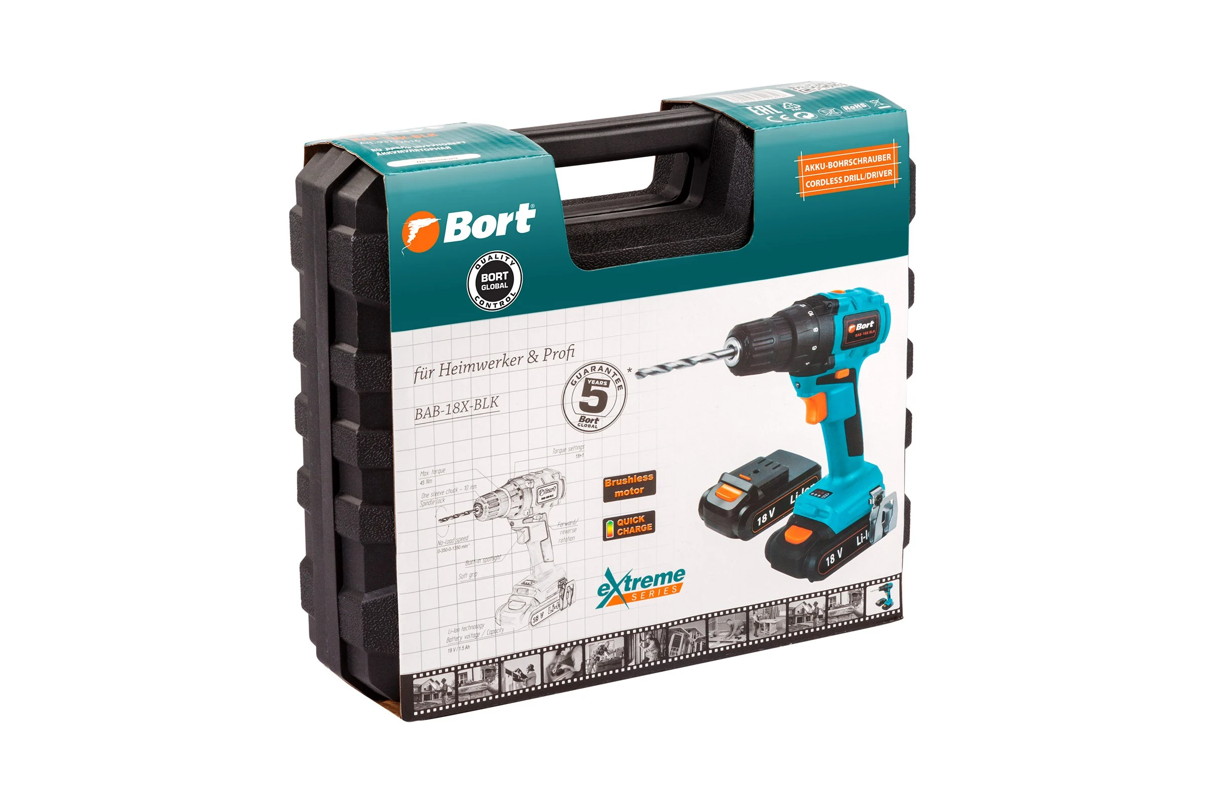 Аккумуляторная дрель-шуруповерт BORT  BAB-18X-BLK 93722616
