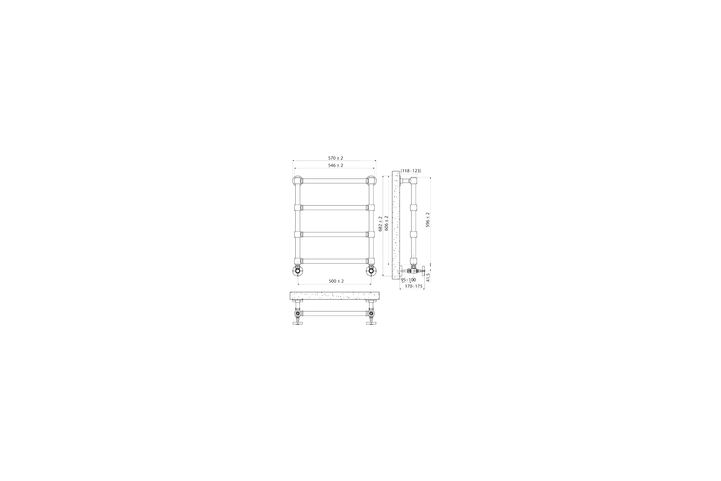 Полотенцесушитель IRSAP Serenade для ГВС 596/546 CL.54 B01, brushed bronze SGS054B54IR01NNN02
