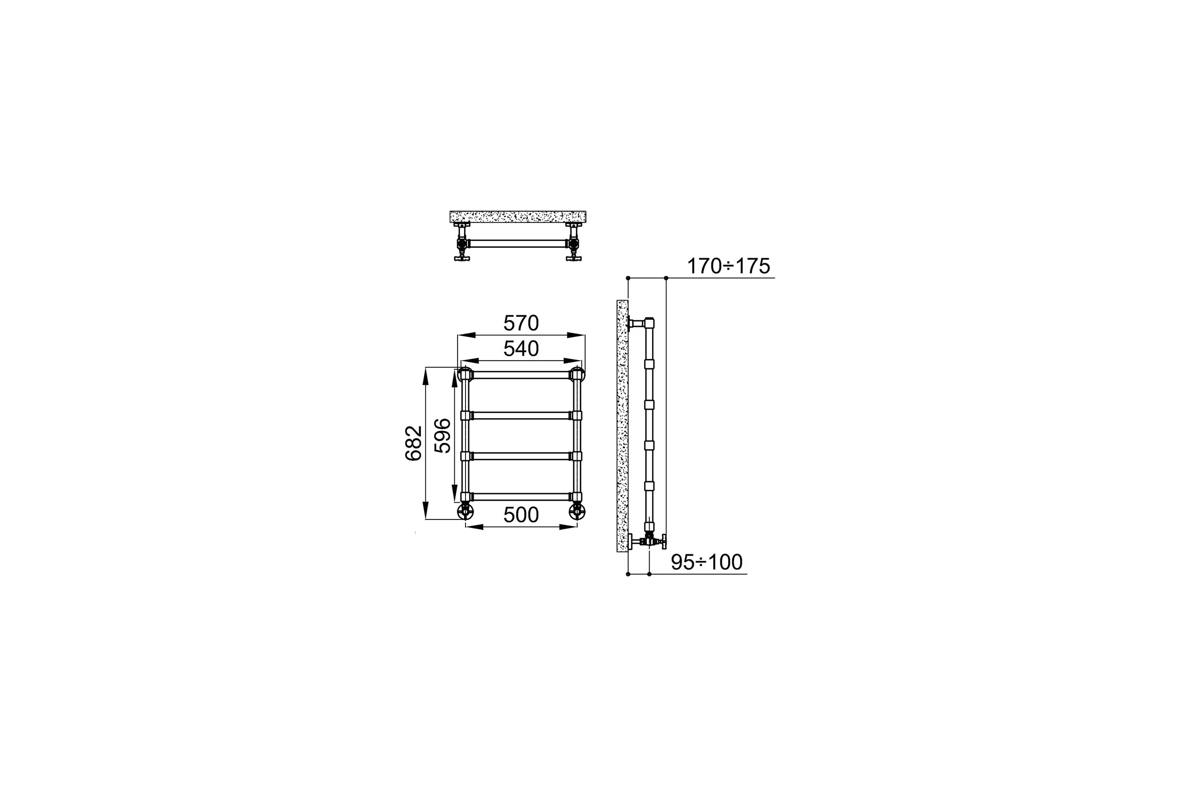 Полотенцесушитель IRSAP Minuette для ГВС 596/540 CL.50 T01 4 трубки, chrome MGS054B50IR01NNN01