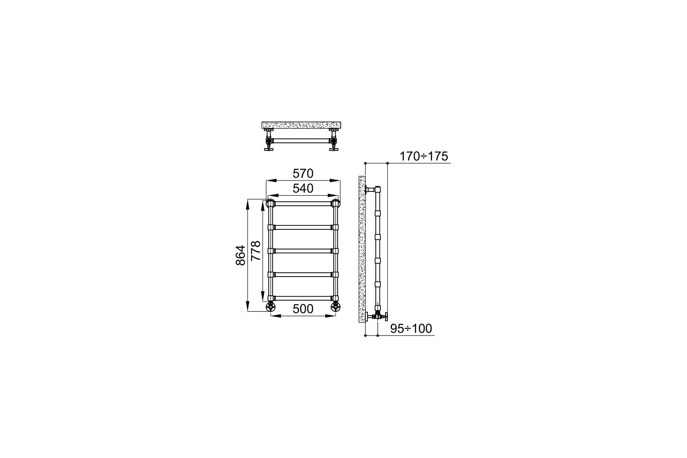 Полотенцесушитель IRSAP Minuette для ГВС 778/540 CL.50 T01 5 трубок, chrome MGP054B50IR01NNN01