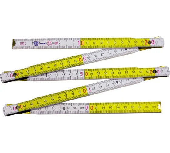 Складная деревянная линейка PROLINE 2м, желто-белая 13011