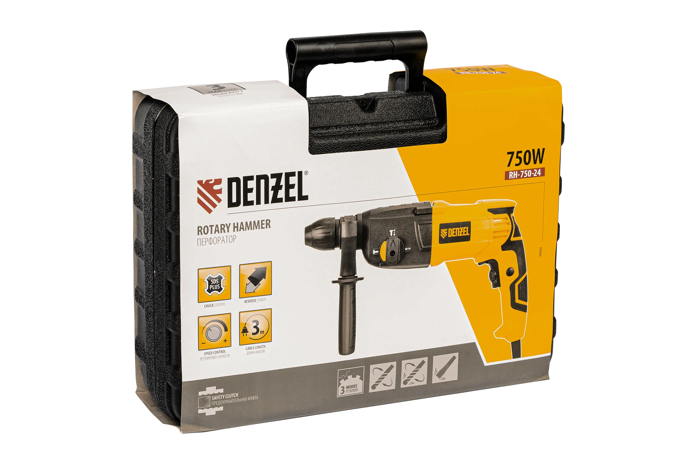 Электрический перфоратор DENZEL RH-750-24 26605