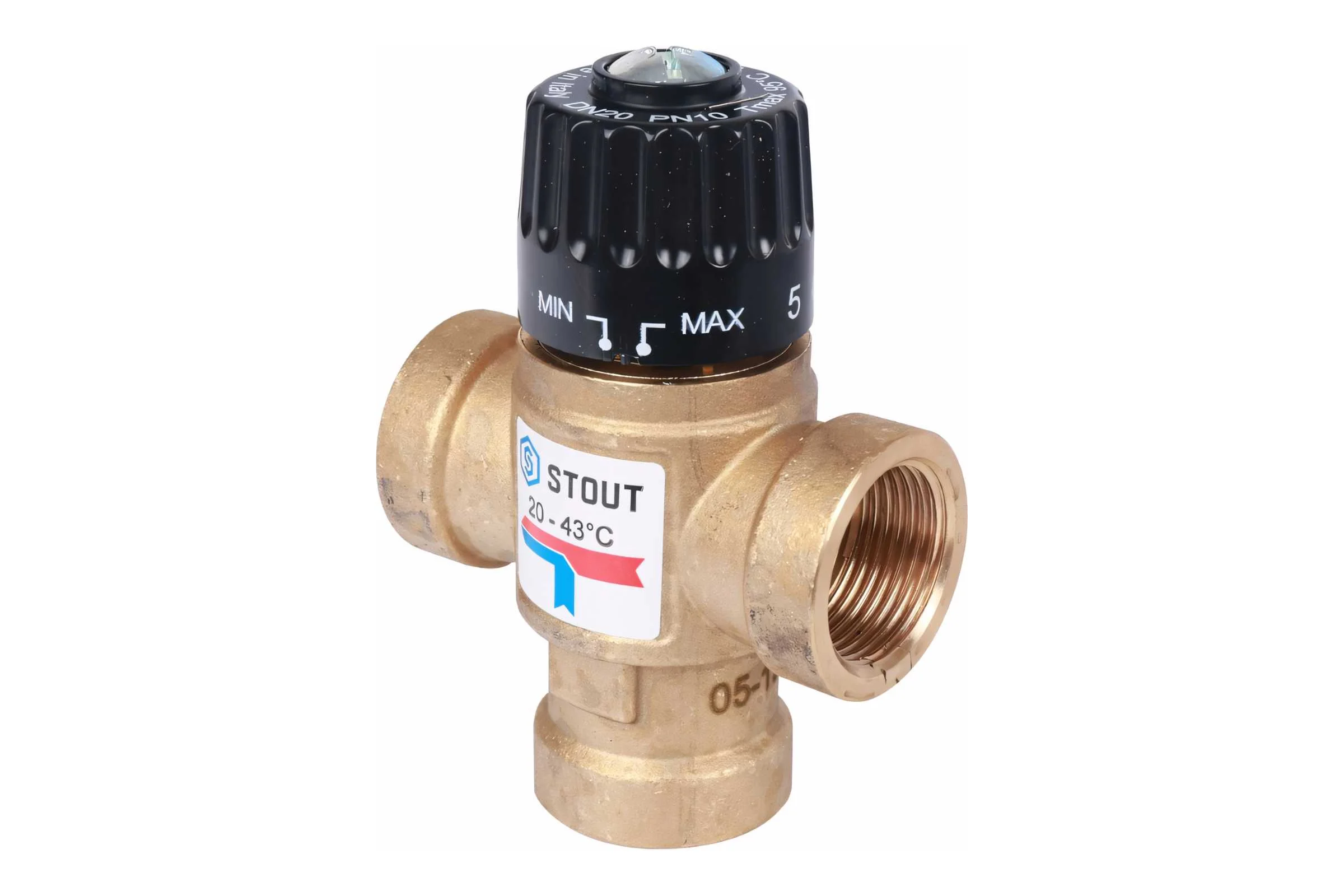 Термостатический смесительный клапан STOUT 3/4 ВР, 20-43°С, KV 1.6 SVM-0110-164320 RG008TIGE7DAPN