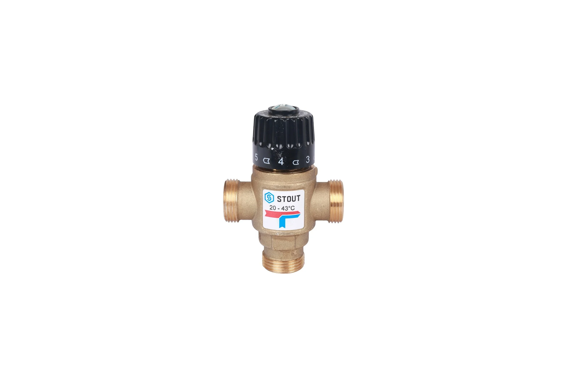 Термостатический смесительный клапан STOUT 3/4 НР, 20-43°С, KV 1.6 SVM-0120-164320 RG008TIGE3D461
