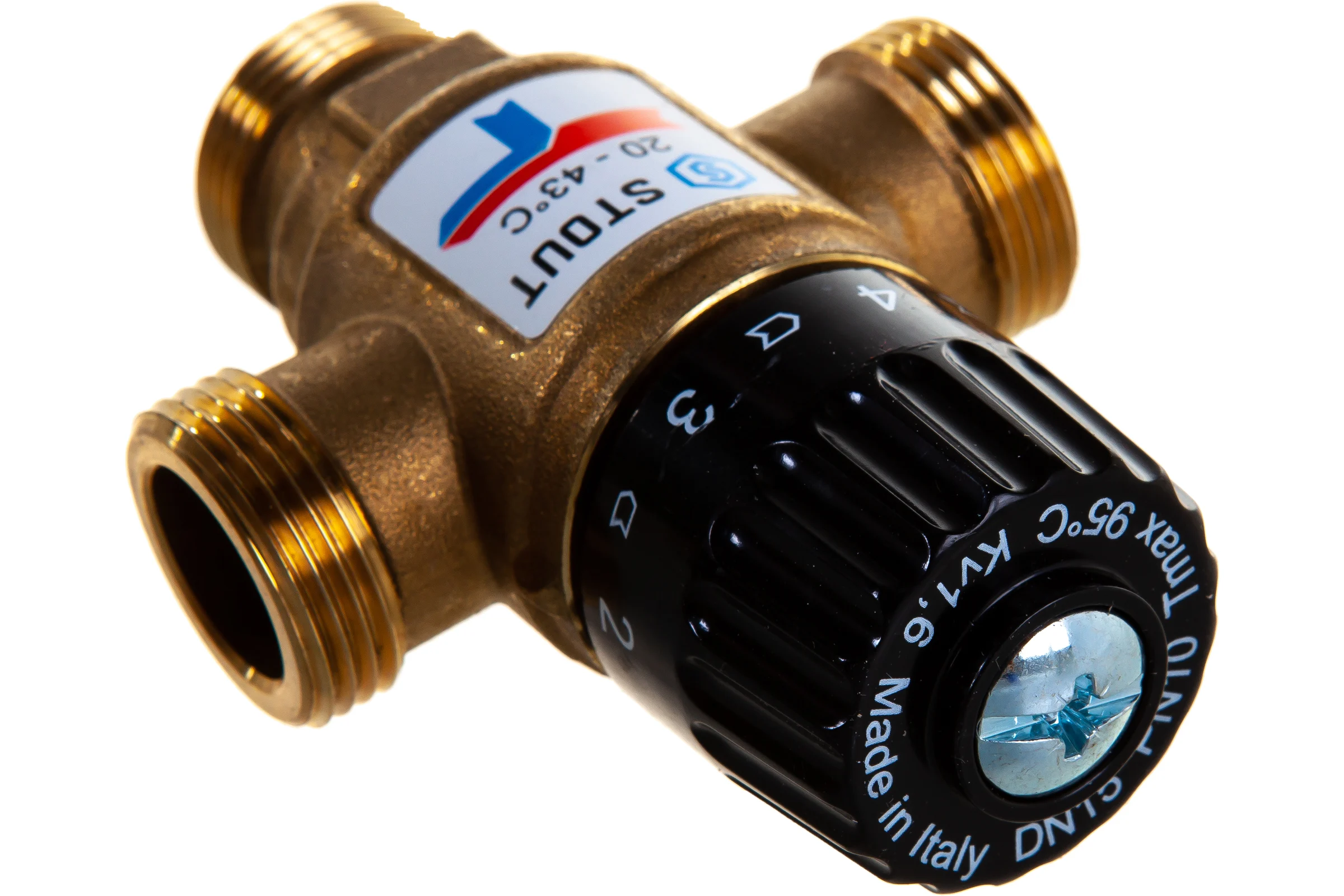 Термостатический смесительный клапан STOUT 3/4 НР, 20-43°С, KV 1.6 SVM-0120-164320 RG008TIGE3D461