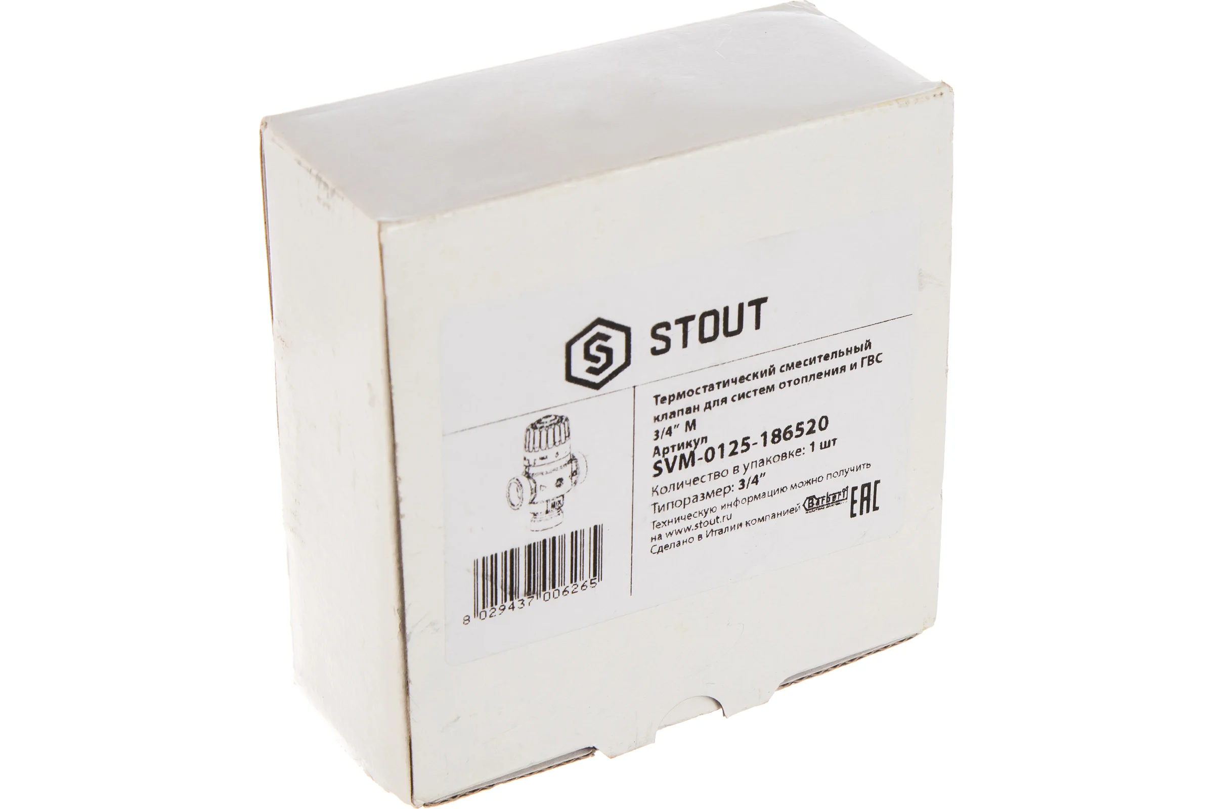 Термостатический смесительный клапан STOUT 3/4 НР, 30-65°С, KV 1.8 SVM-0125-186520 RG008TIGGRRJBK