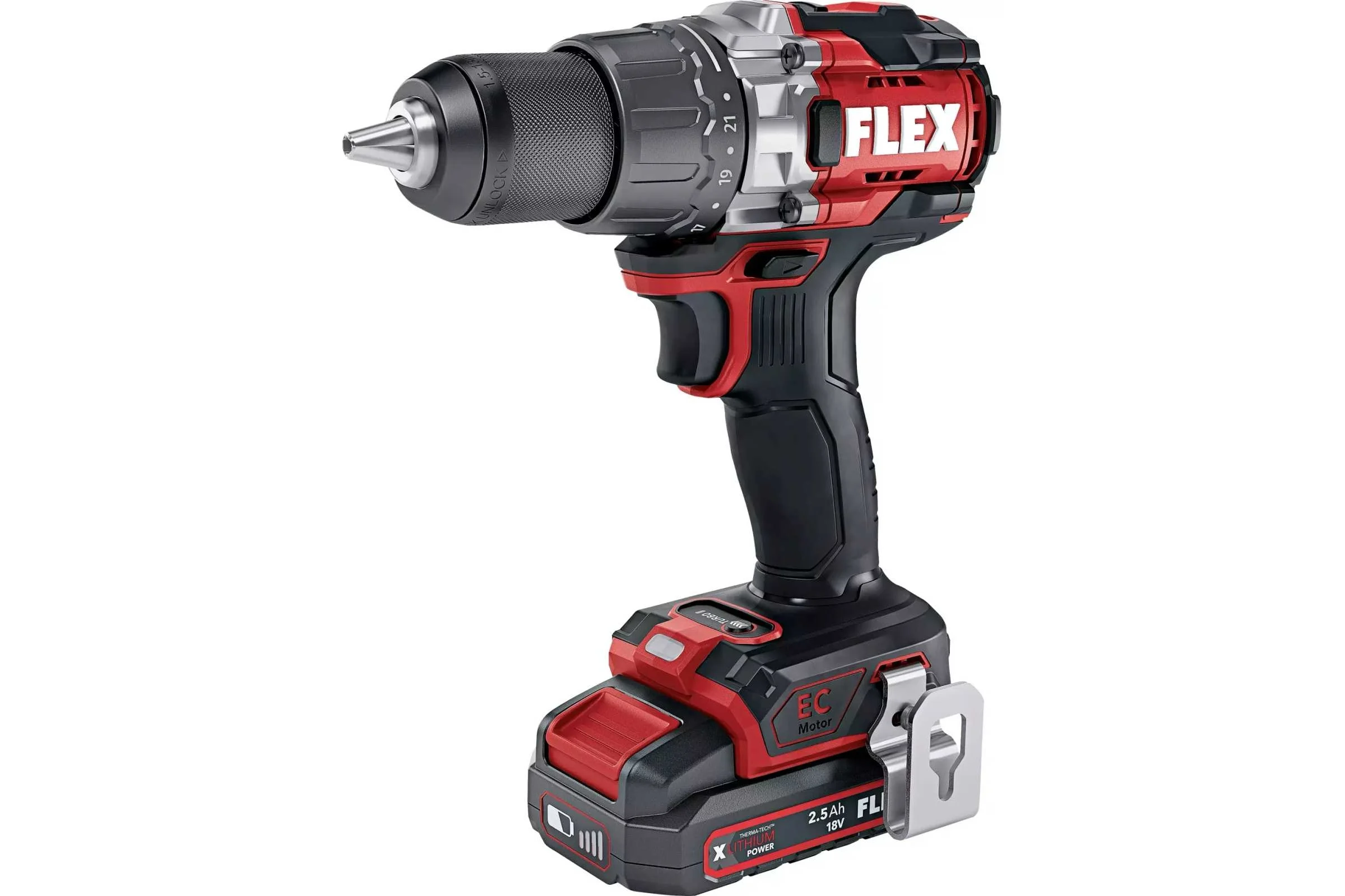 Аккумуляторная двухступенчатая дрель FLEX DD 2G 18.0-EC HD C с тубро режимом 531272