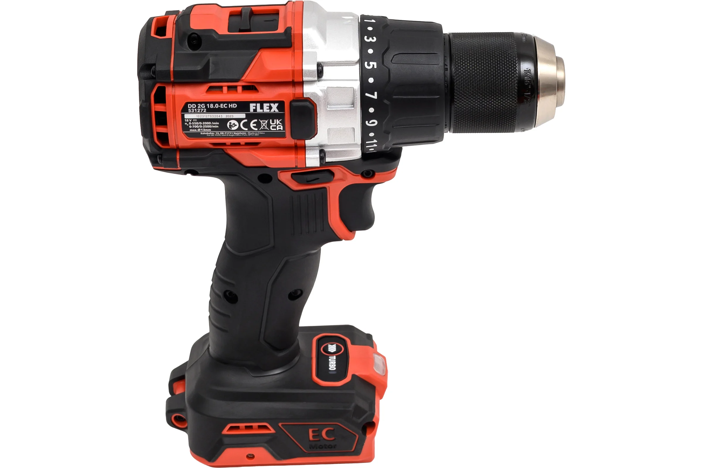 Аккумуляторная двухступенчатая дрель FLEX DD 2G 18.0-EC HD C с тубро режимом 531272
