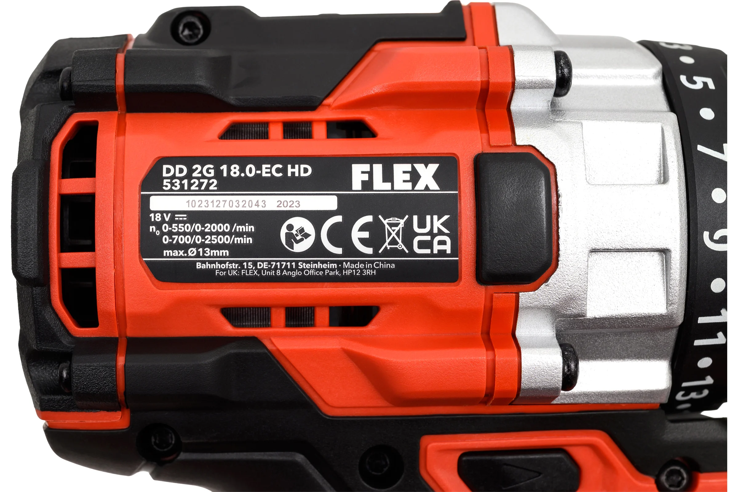 Аккумуляторная двухступенчатая дрель FLEX DD 2G 18.0-EC HD C с тубро режимом 531272