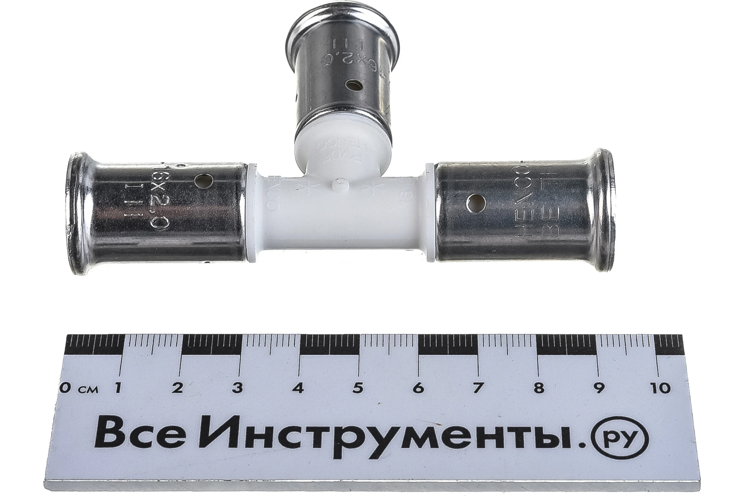 Равнопроходный тройник HENCO ПВДФ, пресс, 16x16x16, 9PKW-161616