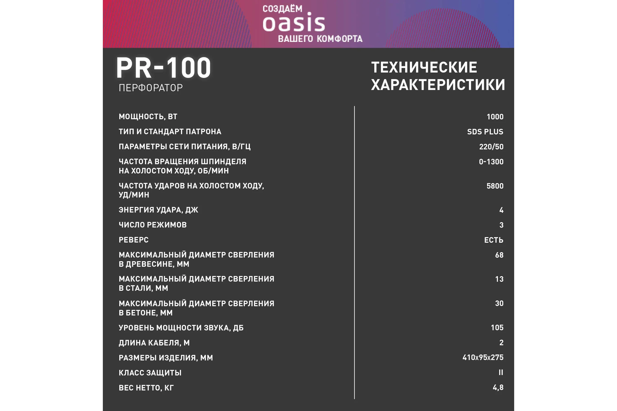 Электрический перфоратор OASIS PR-100