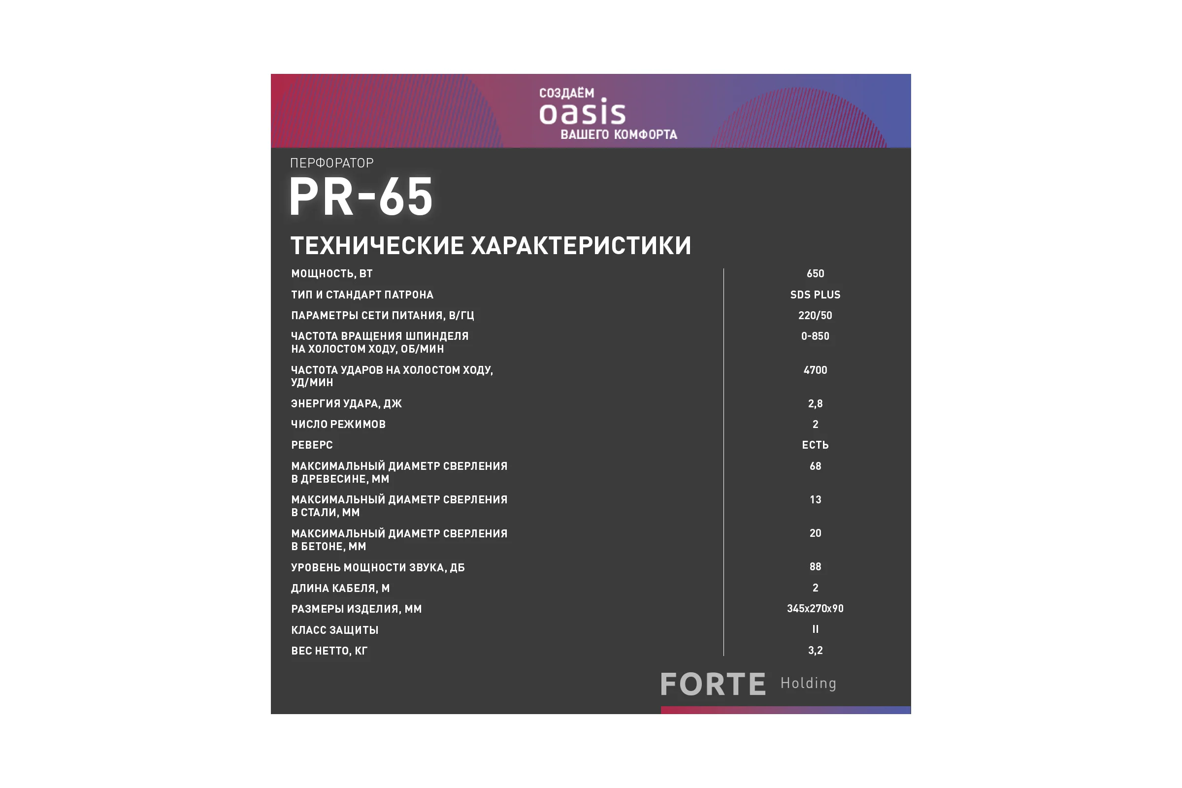 Электрический перфоратор OASIS PR-65