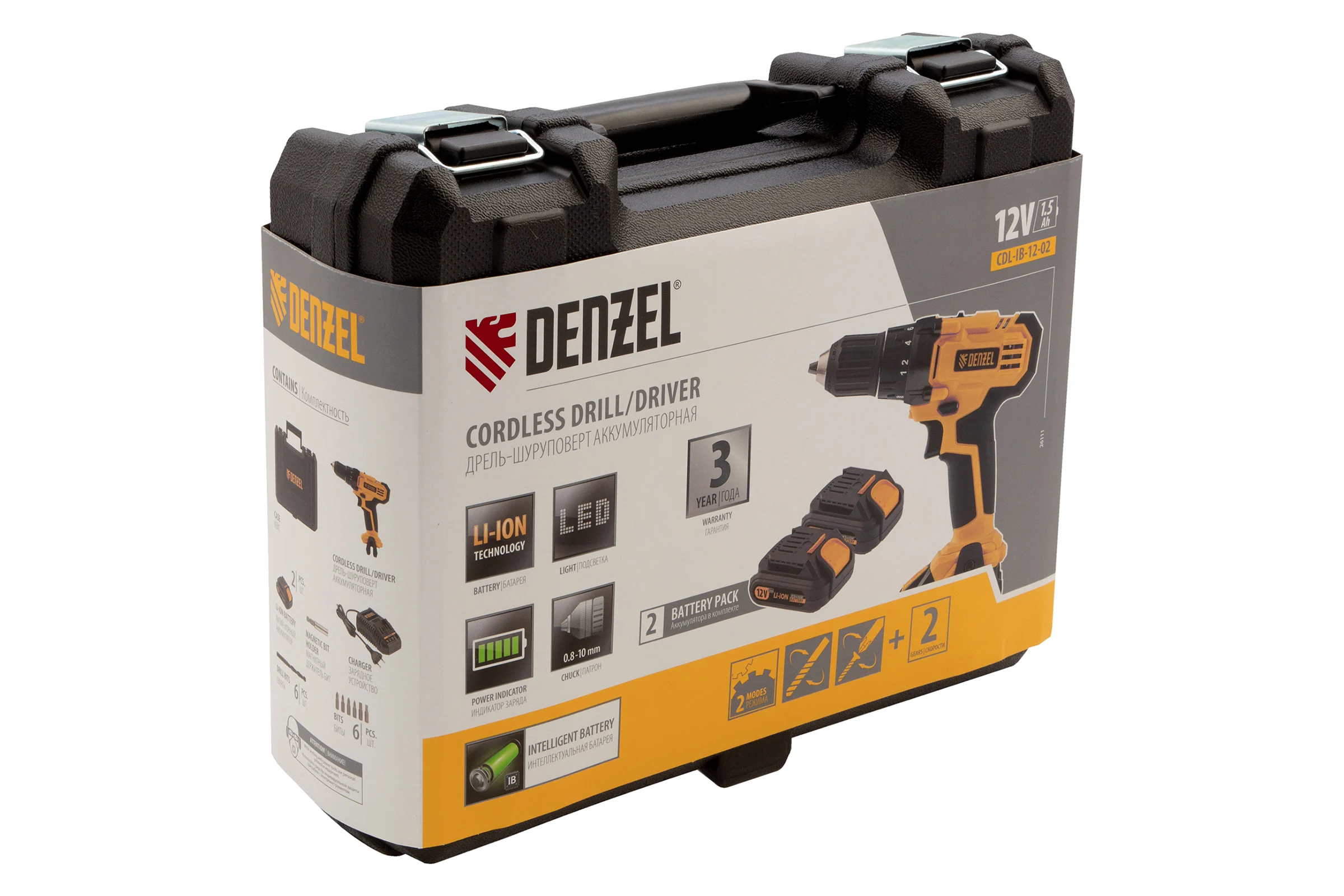 Аккумуляторная дрель-шуруповерт DENZEL CDL-IB-12-02 26111