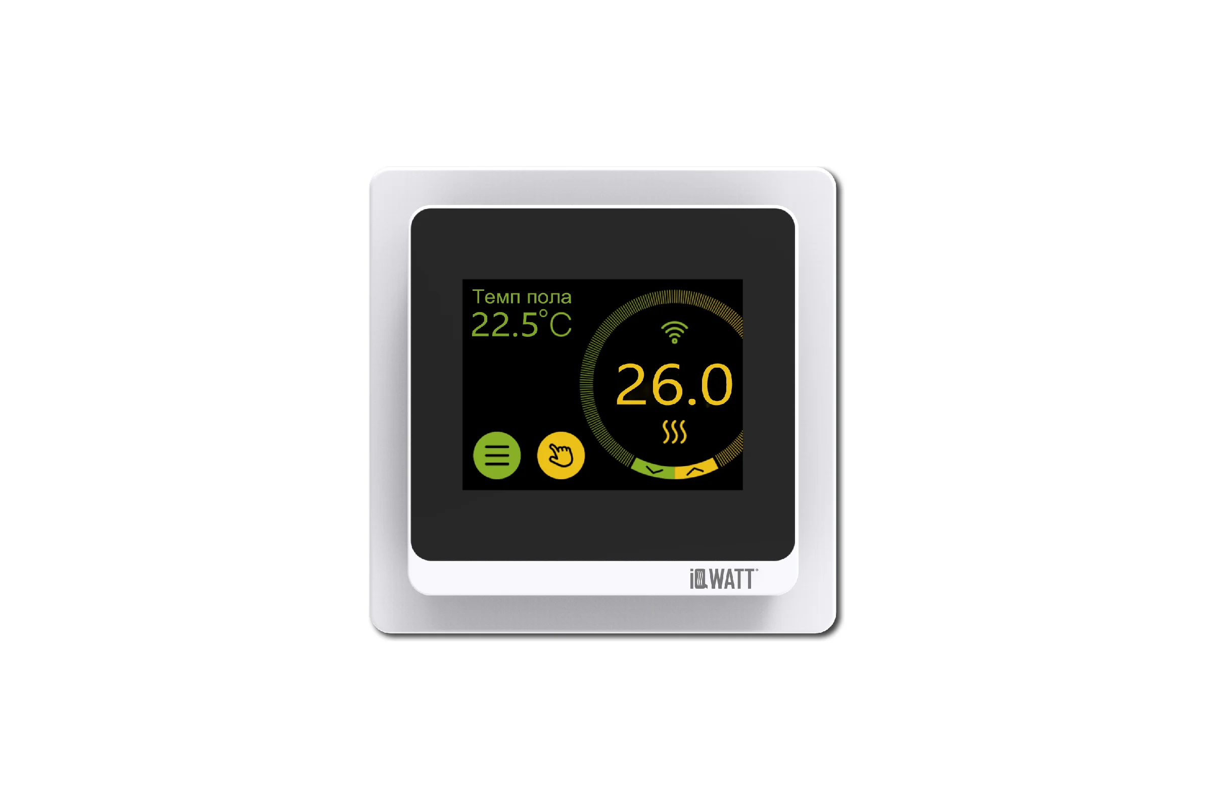 Программируемый терморегулятор с цветным сенсорным tft дисплеем smart heat wi-fi и голосовым управлением алиса (белый) IQWATT 400110
