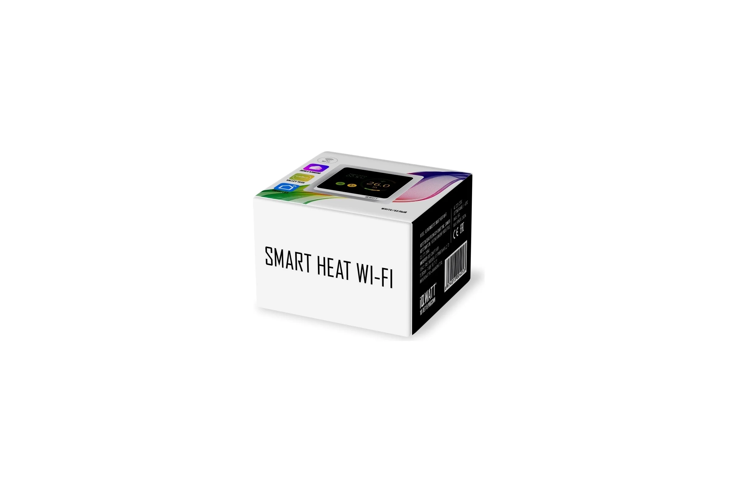 Программируемый терморегулятор с цветным сенсорным tft дисплеем smart heat wi-fi и голосовым управлением алиса (белый) IQWATT 400110