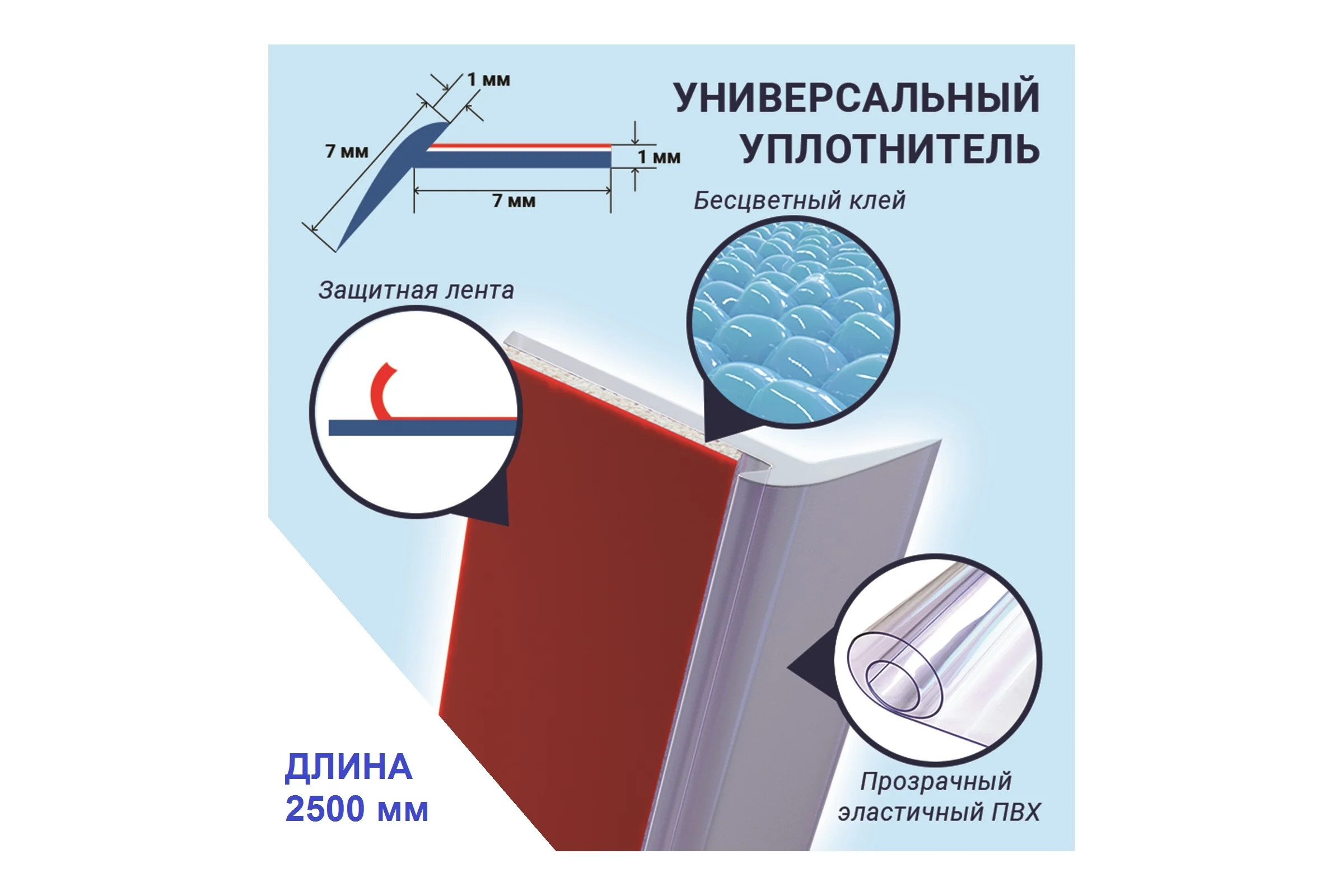 Универсальный уплотнитель Eagle grip прозрачный, самоклеящийся UUS 10101