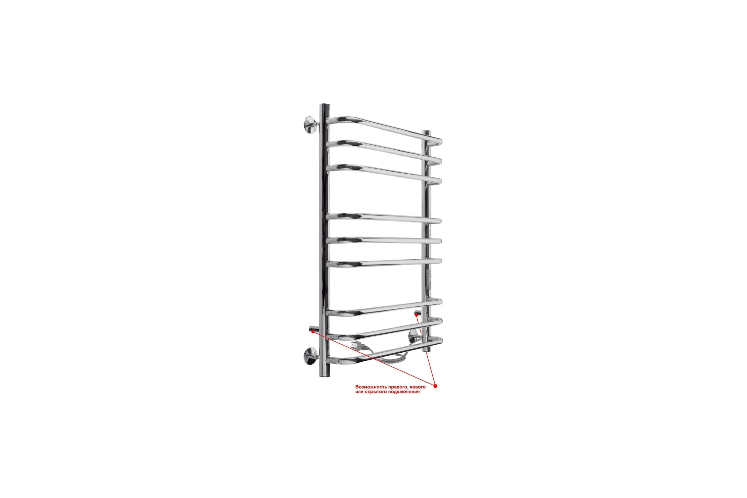 Электрический полотенцесушитель INDIGO Brace Lux б/п electro 80/50 таймер, скр.монтаж, унив.подкл.R/L, полиров. LCBLE80-50Rt