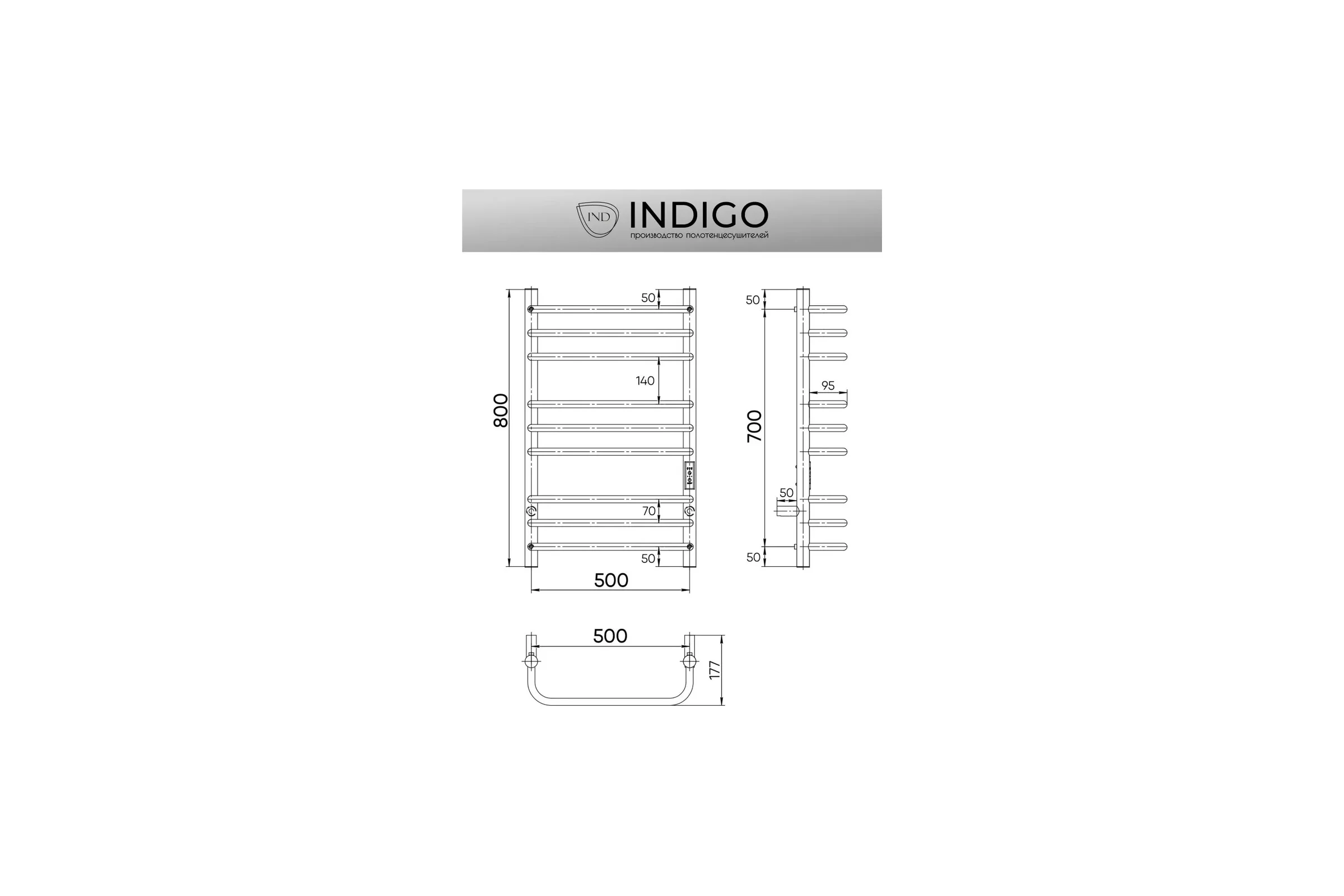 Электрический полотенцесушитель INDIGO Brace Lux б/п electro 80/50 таймер, скр.монтаж, унив.подкл.R/L, полиров. LCBLE80-50Rt