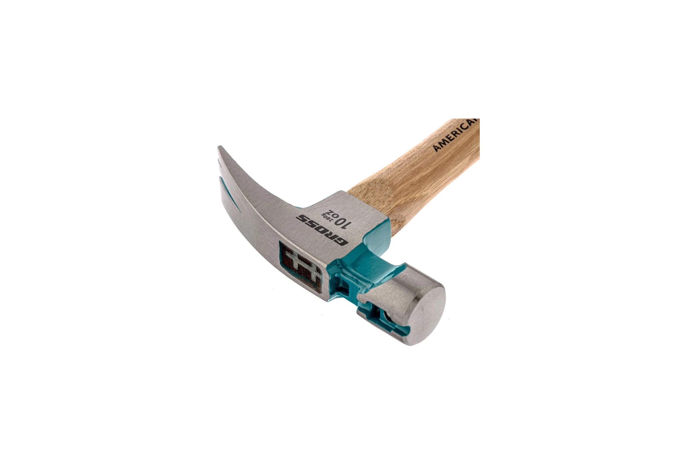 Молоток-гвоздодер GROSS American hickory 280г, угол 75, магнит, обрезиненная рукоятка 10417