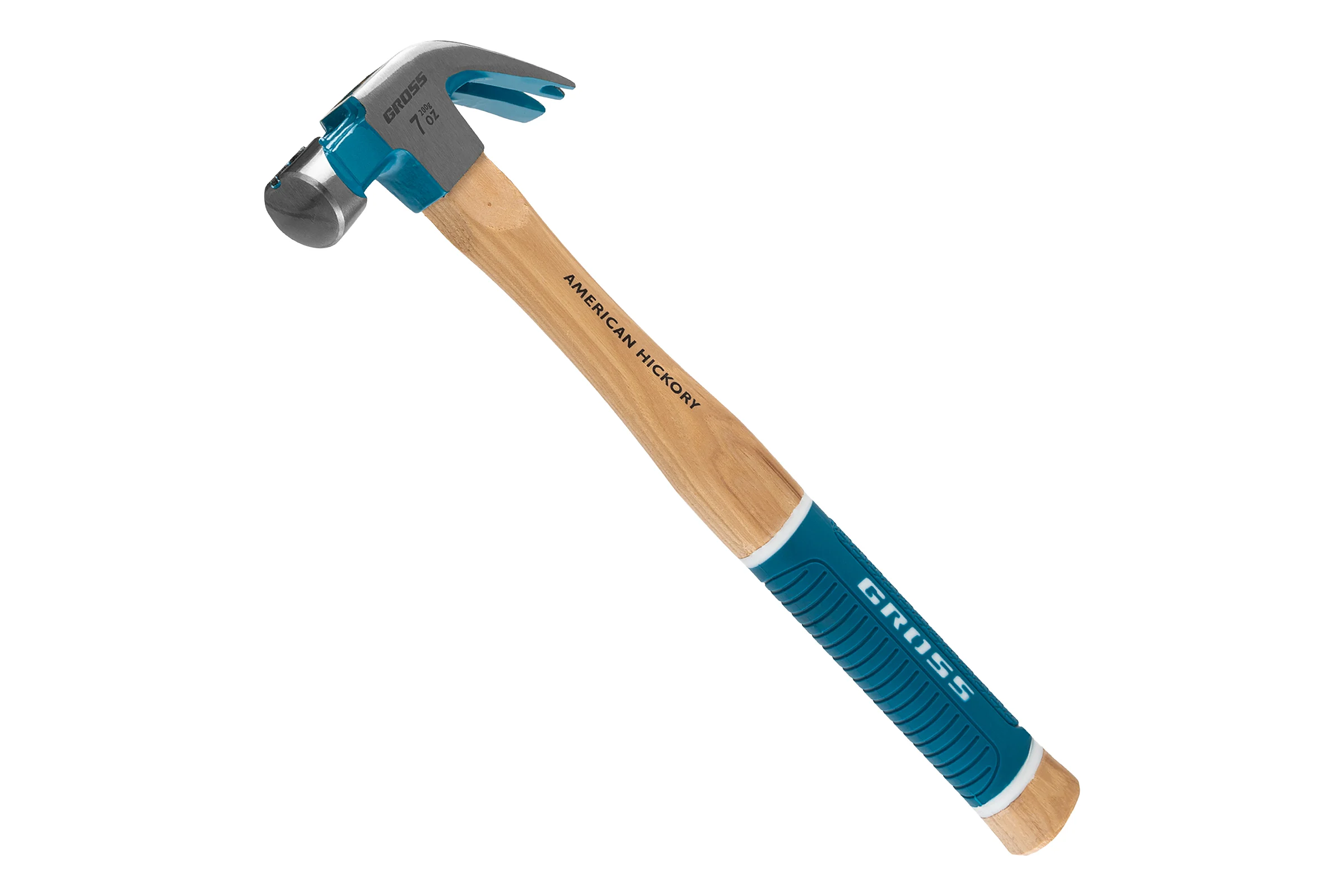 Молоток-гвоздодер GROSS American hickory 200г, угол 45, магнит, обрезиненная рукоятка 10414