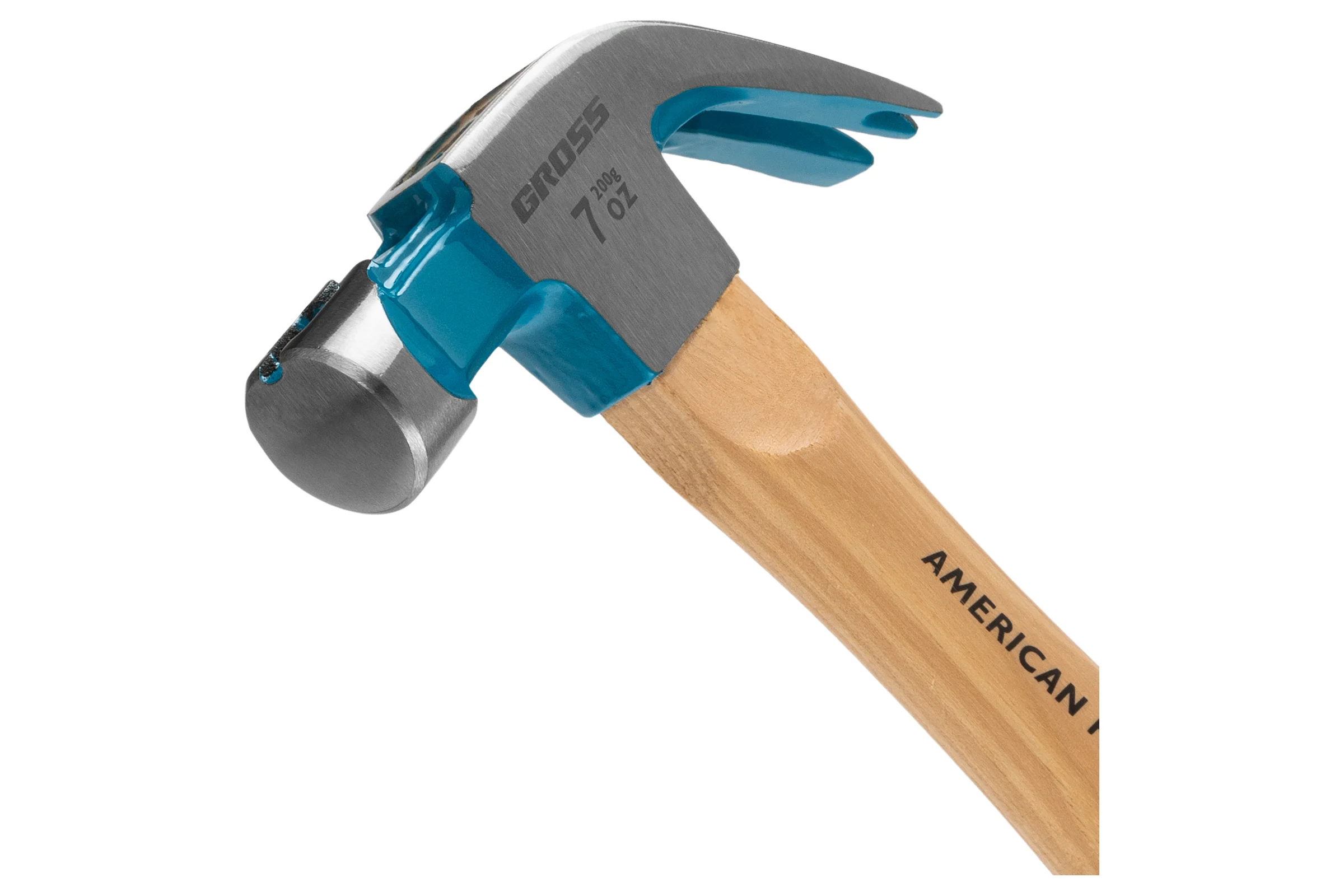 Молоток-гвоздодер GROSS American hickory 200г, угол 45, магнит, обрезиненная рукоятка 10414
