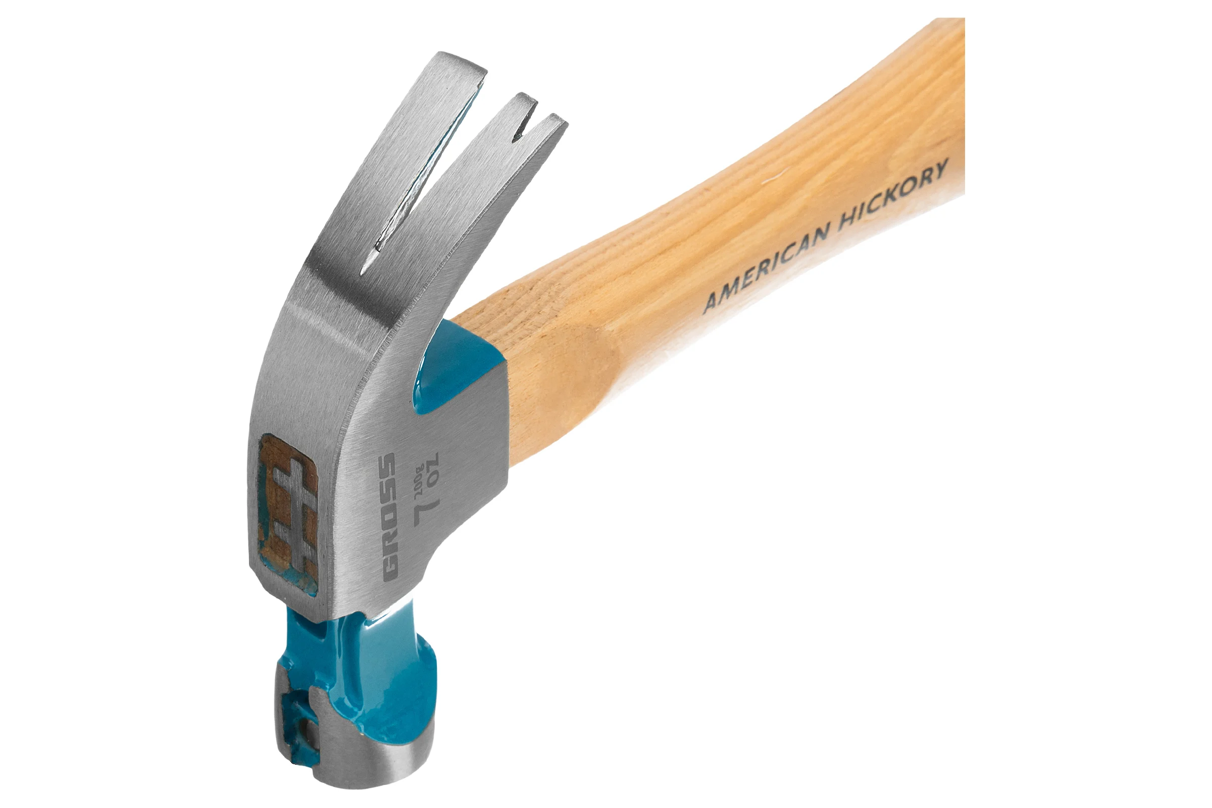 Молоток-гвоздодер GROSS American hickory 200г, угол 45, магнит, обрезиненная рукоятка 10414