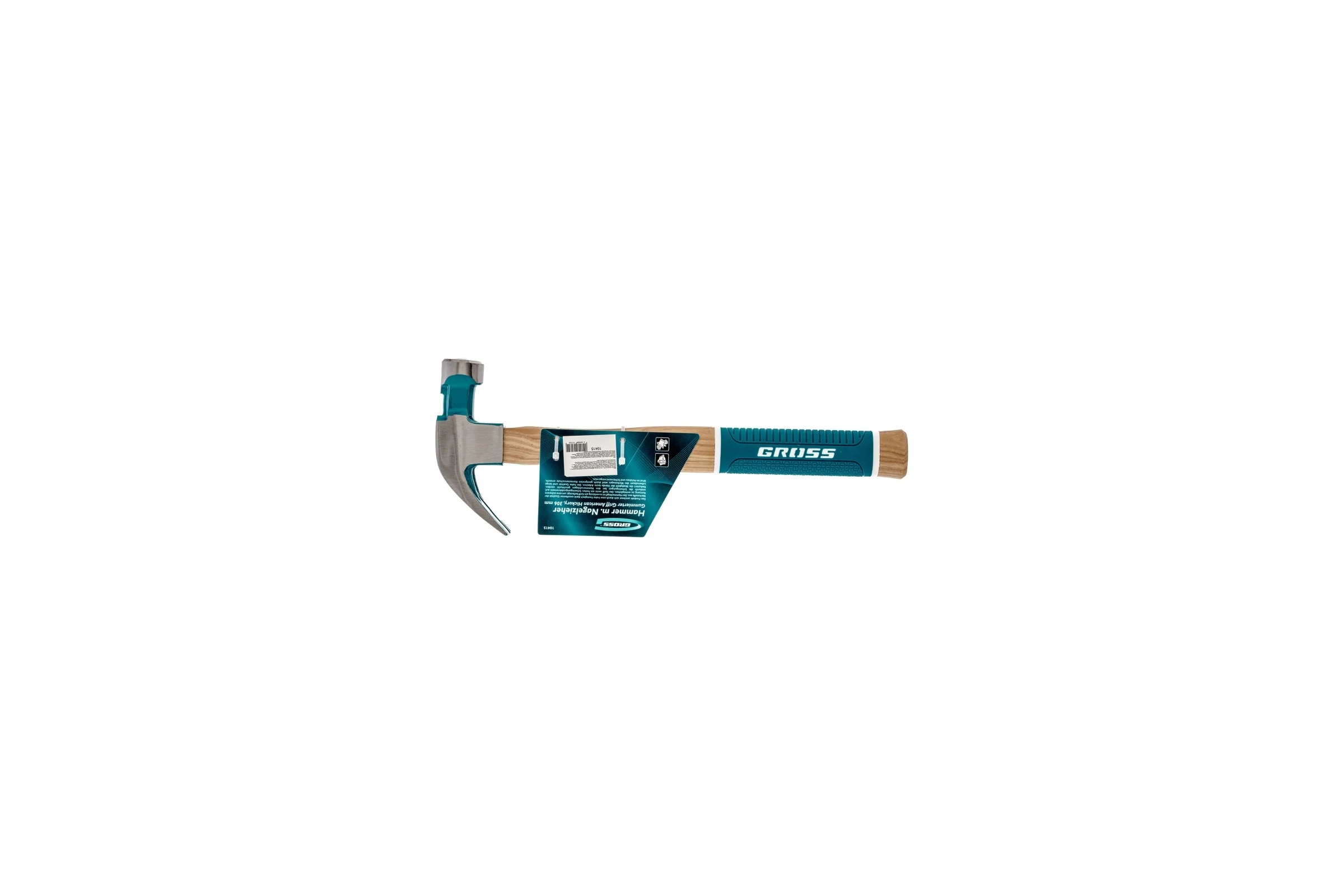 Молоток-гвоздодер GROSS American hickory 450г, угол 45, магнит, обрезиненная рукоятка 10415