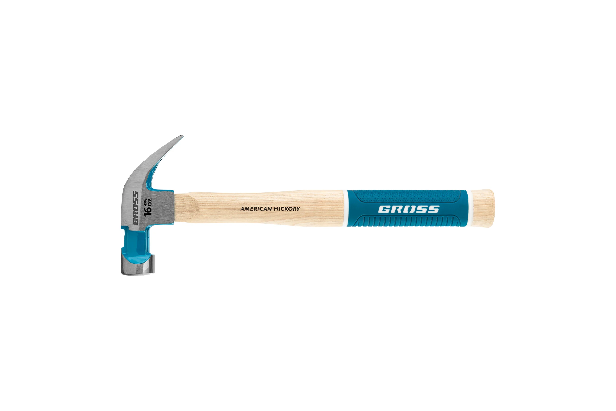 Молоток-гвоздодер GROSS American hickory 450г, угол 45, магнит, обрезиненная рукоятка 10415